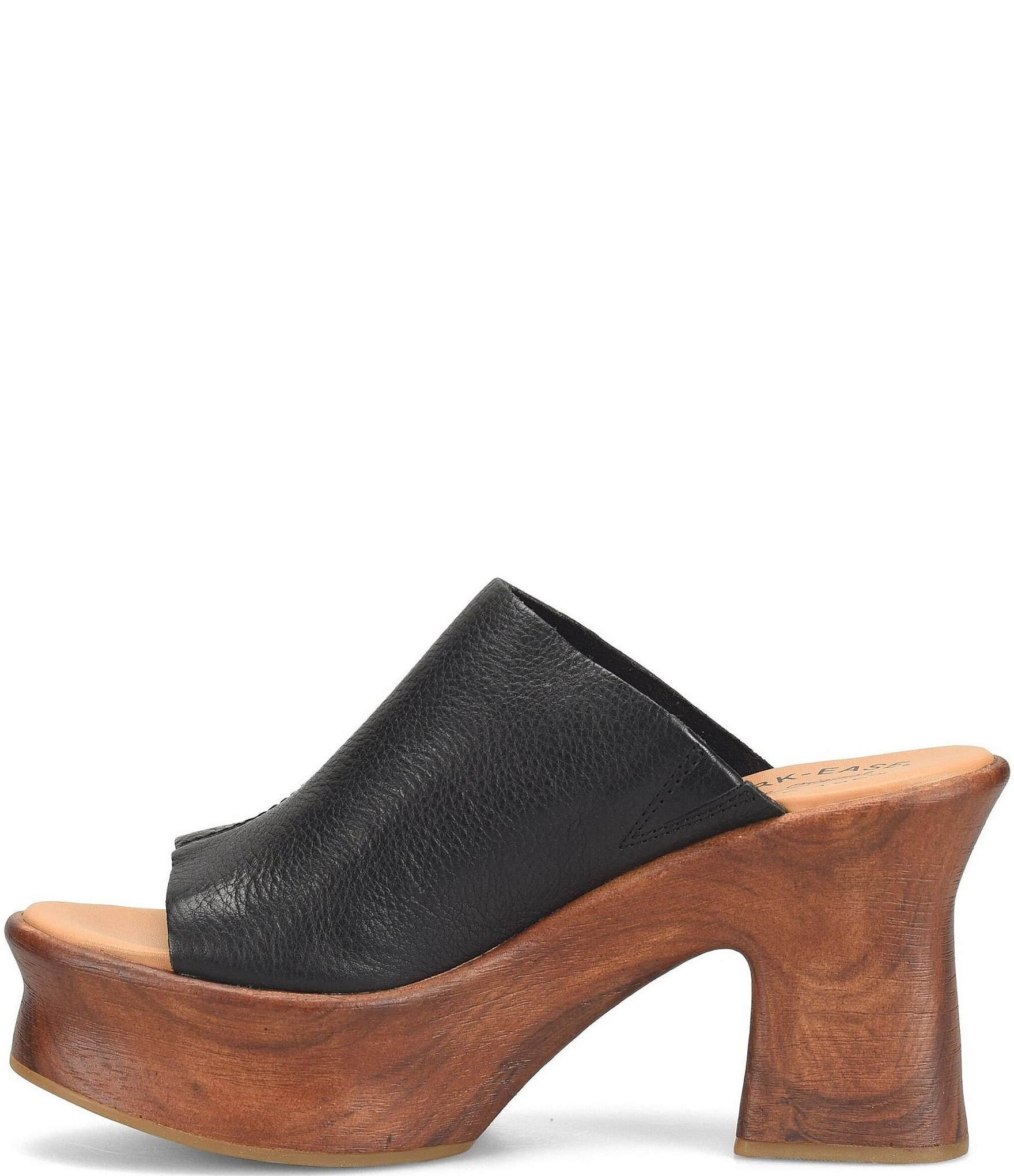 Kork-Ease Cassia Leather Platform Block Heel Clog Slides