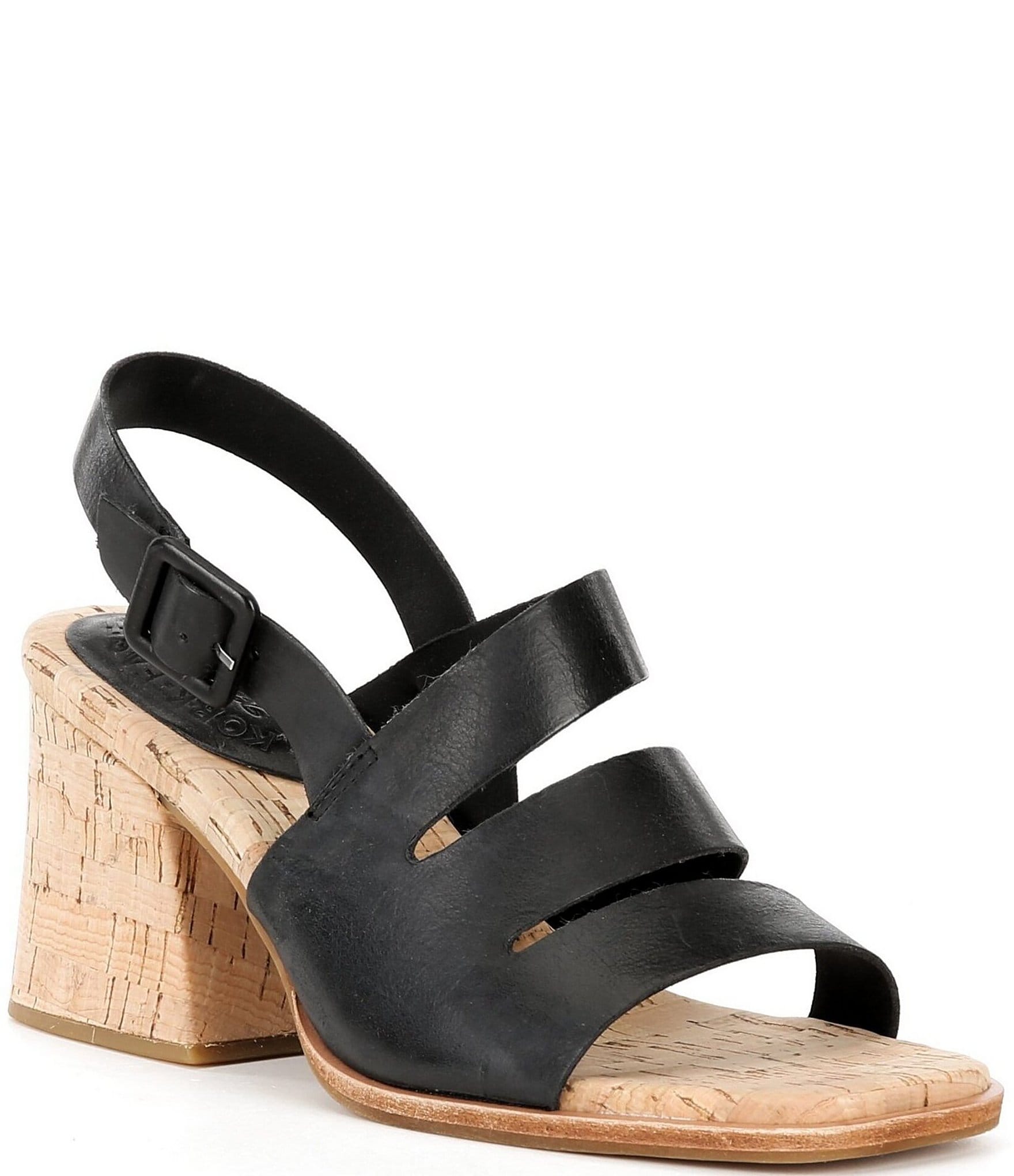 Kork-Ease Cate Leather Cork Block Heel Sandals