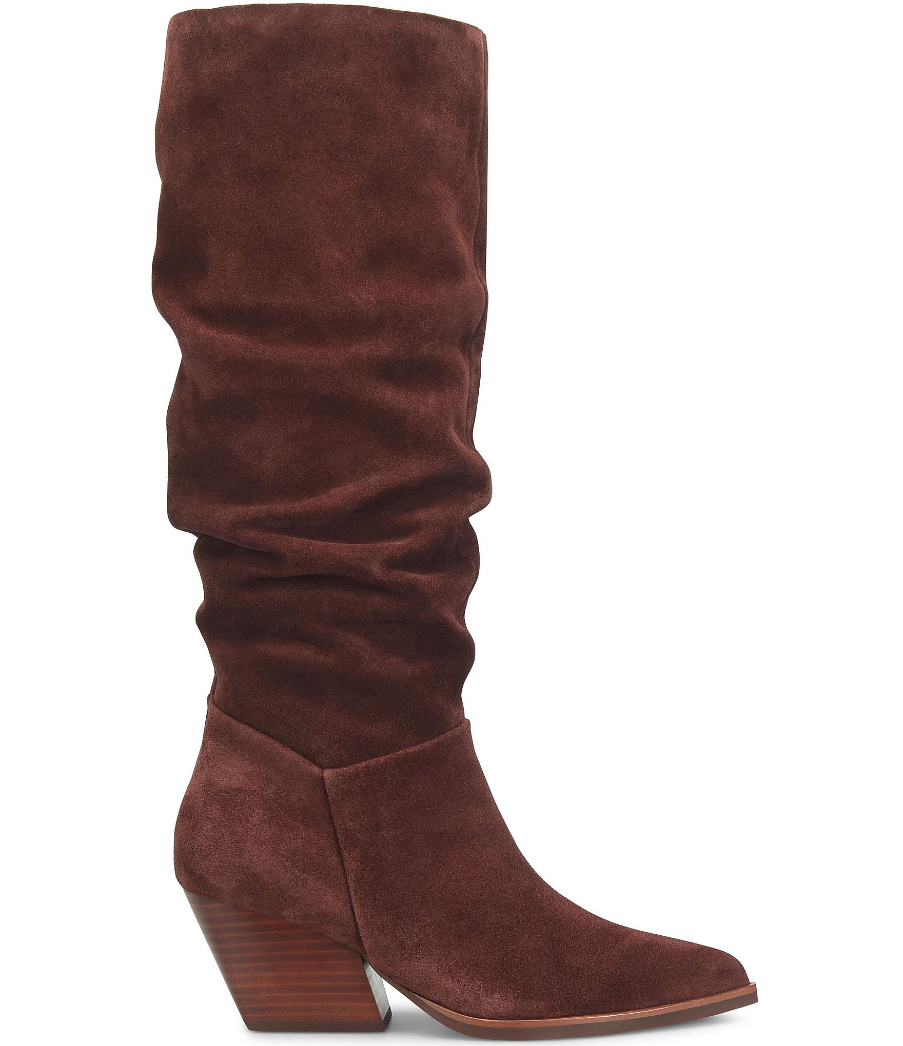 Kork-Ease Darlene Suede Slouch Shaft Pointed Toe Tall Boots