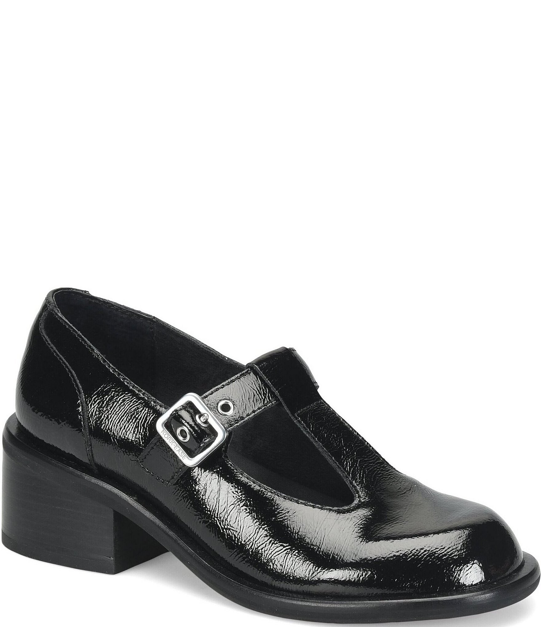 Kork-Ease Jesse Patent Leather Block Heel T-Strap Mary Janes