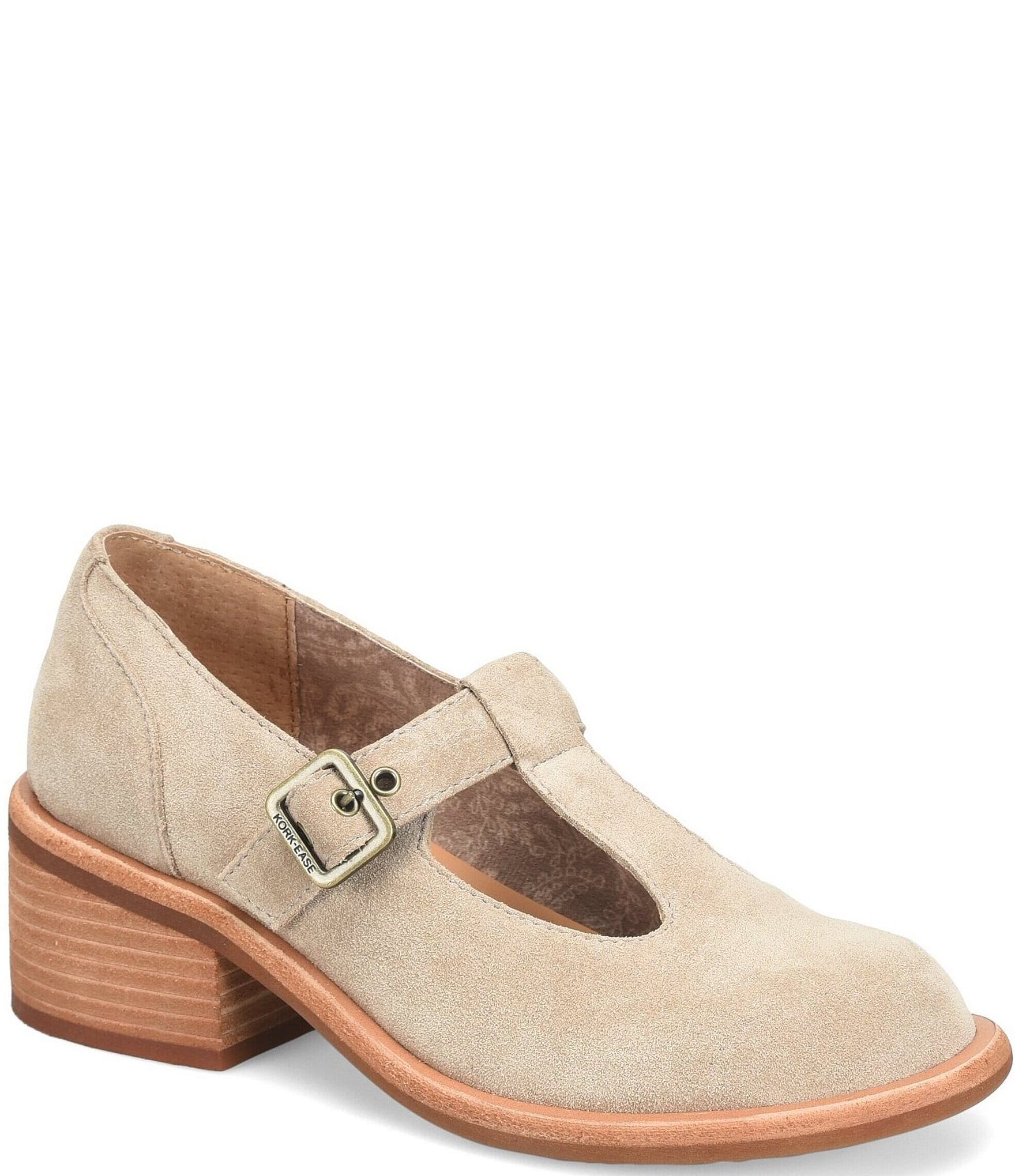 Kork-Ease Jesse Suede Block Heel T-Strap Mary Janes