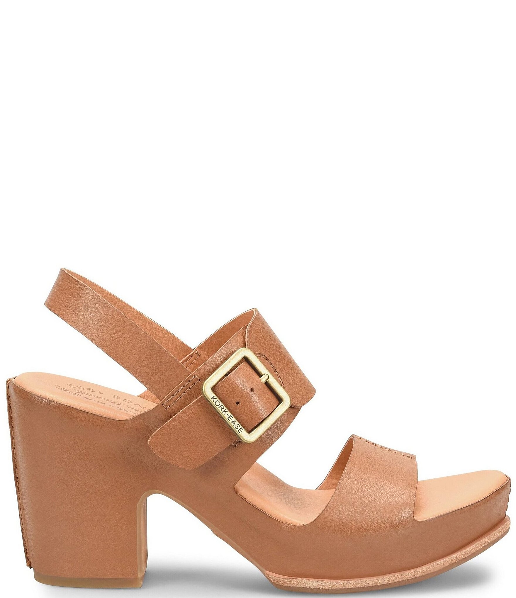 Kork-Ease San Carlos Leather Buckle Platform Block Heel Clog Sandals