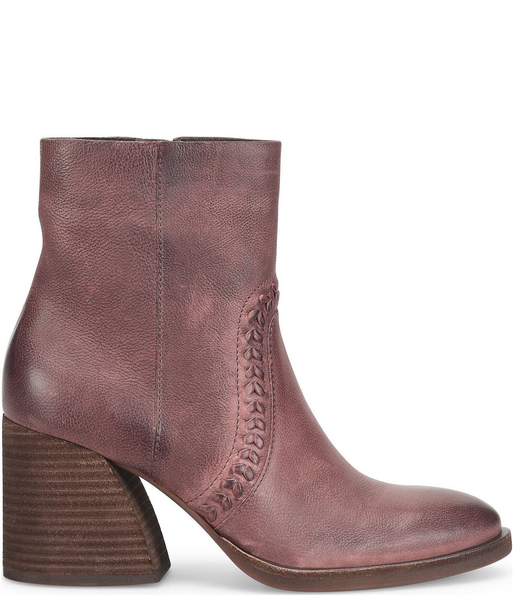 Kork-Ease Shilo Leather Artisan Whipstitch Detail Block Heel Booties