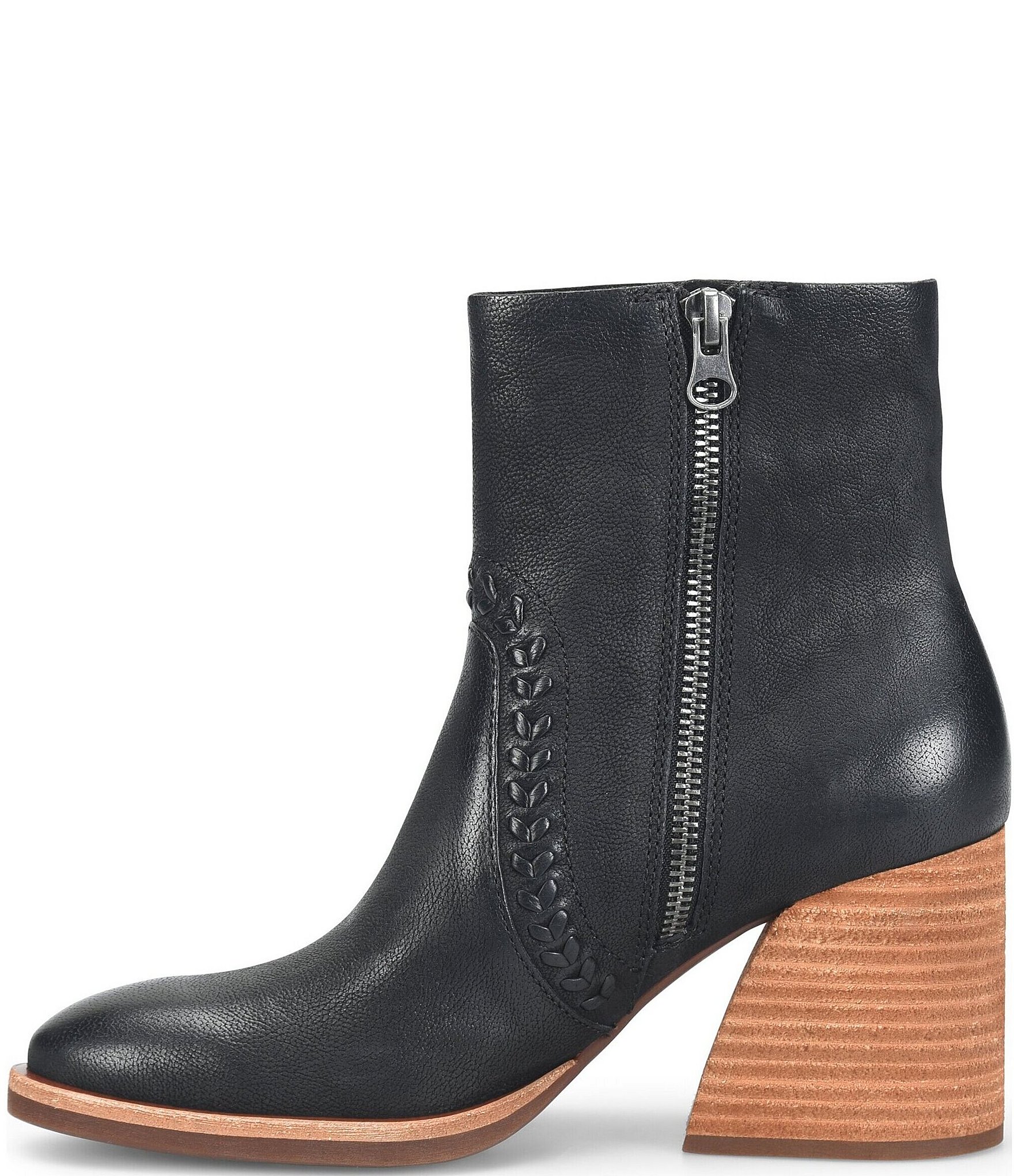 Kork-Ease Shilo Leather Artisan Whipstitch Detail Block Heel Booties