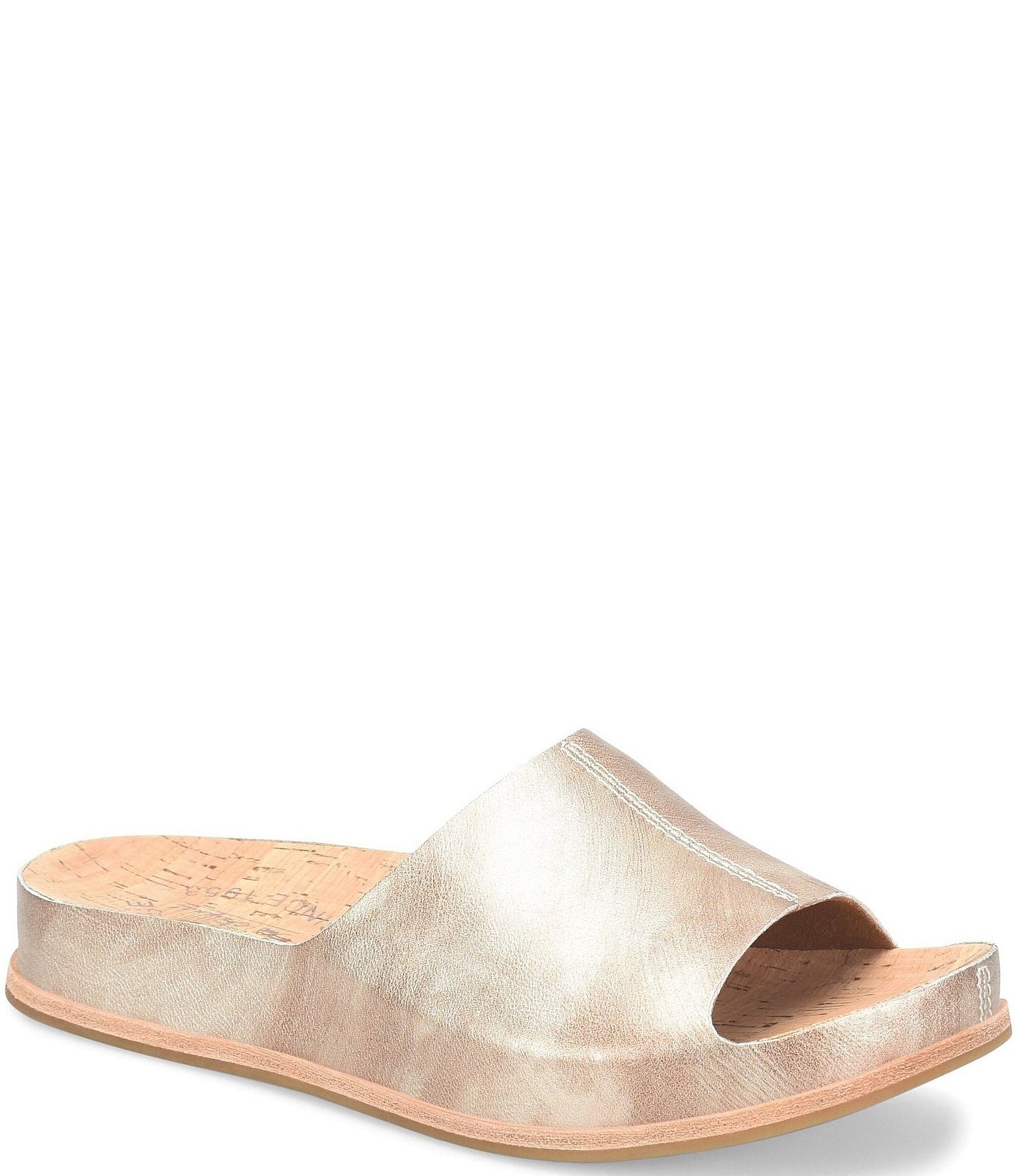 Sandales à Talons Compensés Kork-Ease 'Tamara' - Cuir Métallisé Argent - Taille US 7 - Fabriqué USA