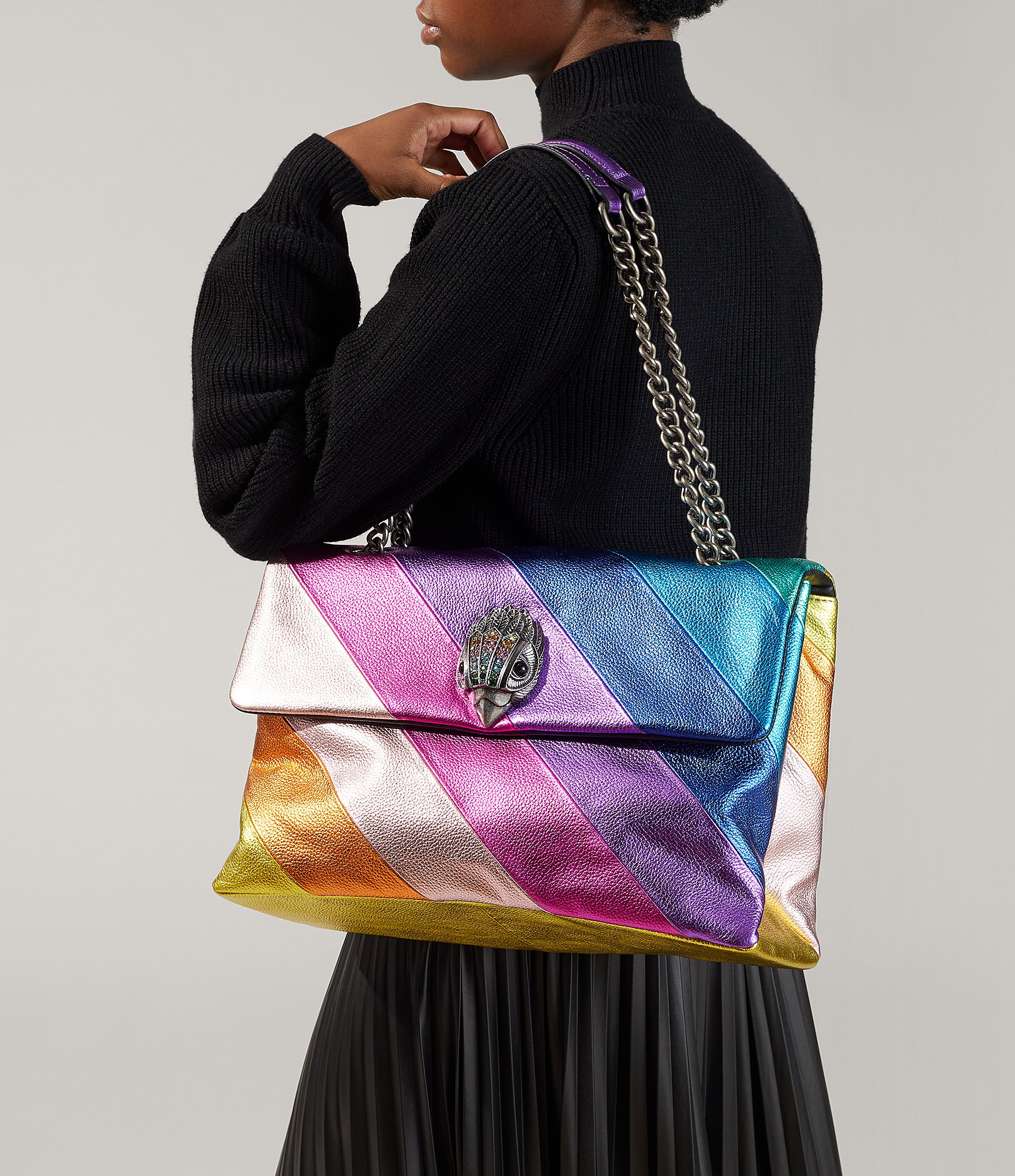 Kurt Geiger London Kensington Metallic Rainbow Stripe XXL Shoulder Bag