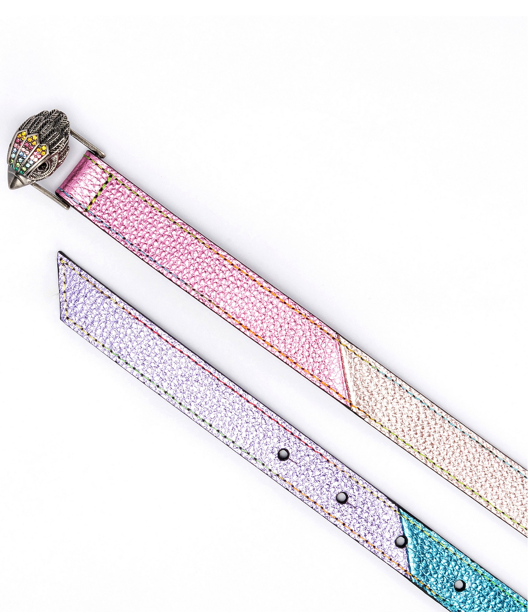 Kurt Geiger London 0.78#double; Metallic Pastel Rainbow Eagle Leather Belt