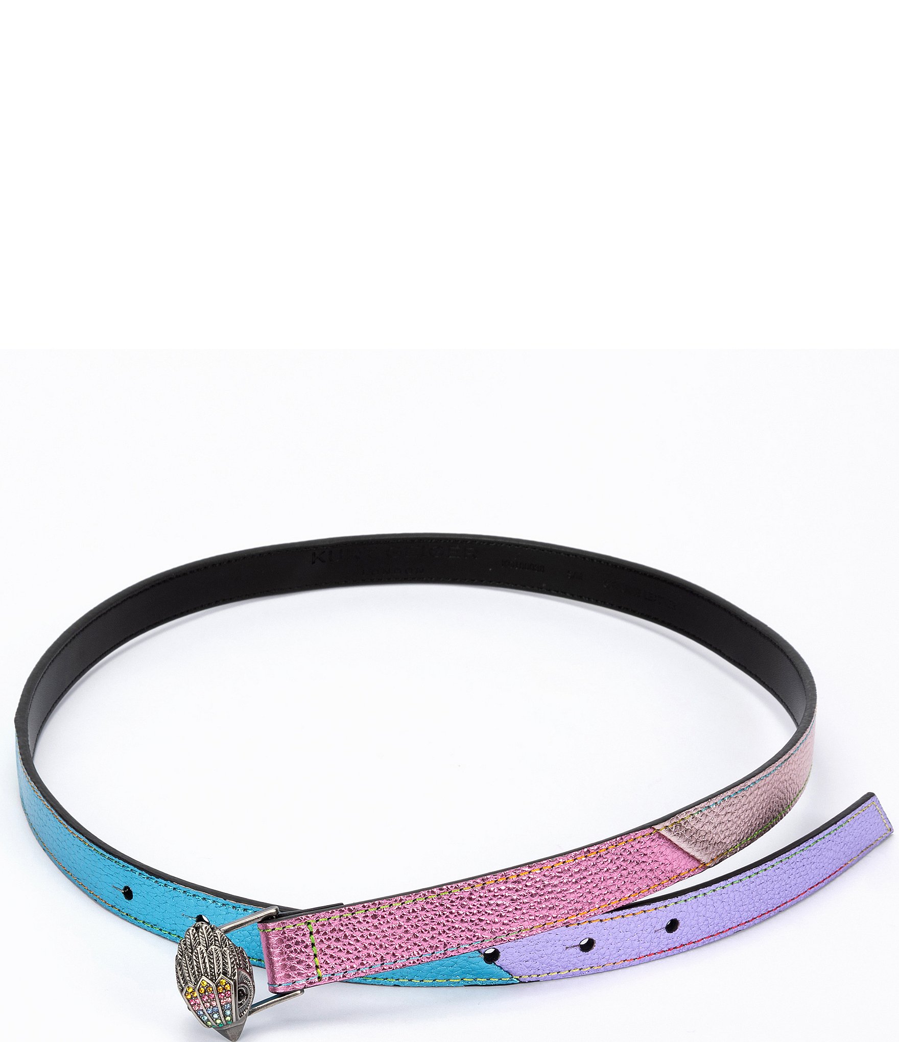 Kurt Geiger London 0.78#double; Metallic Pastel Rainbow Eagle Leather Belt