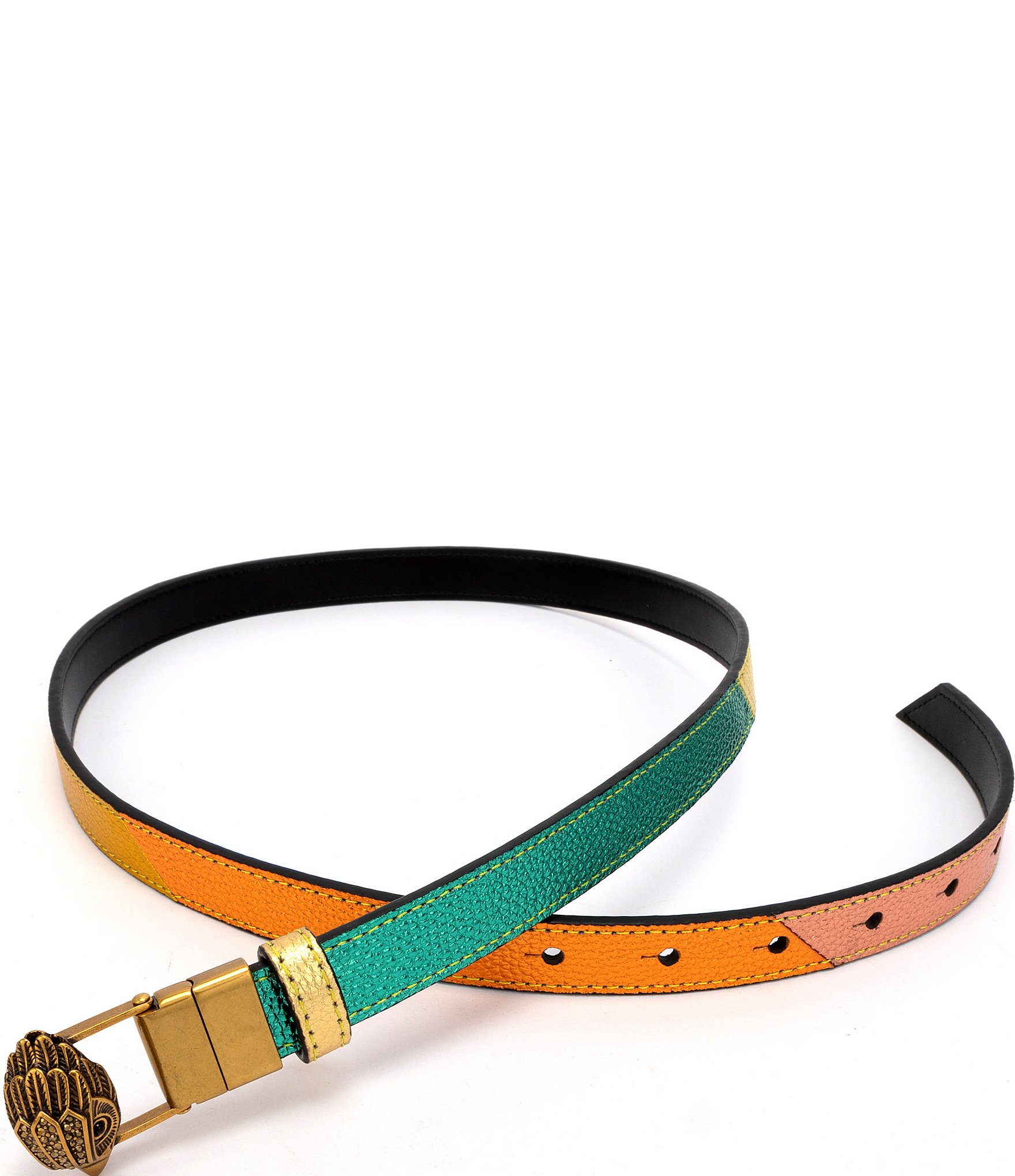 Kurt Geiger London 0.78#double; Metallic Rainbow Reversible Leather Belt