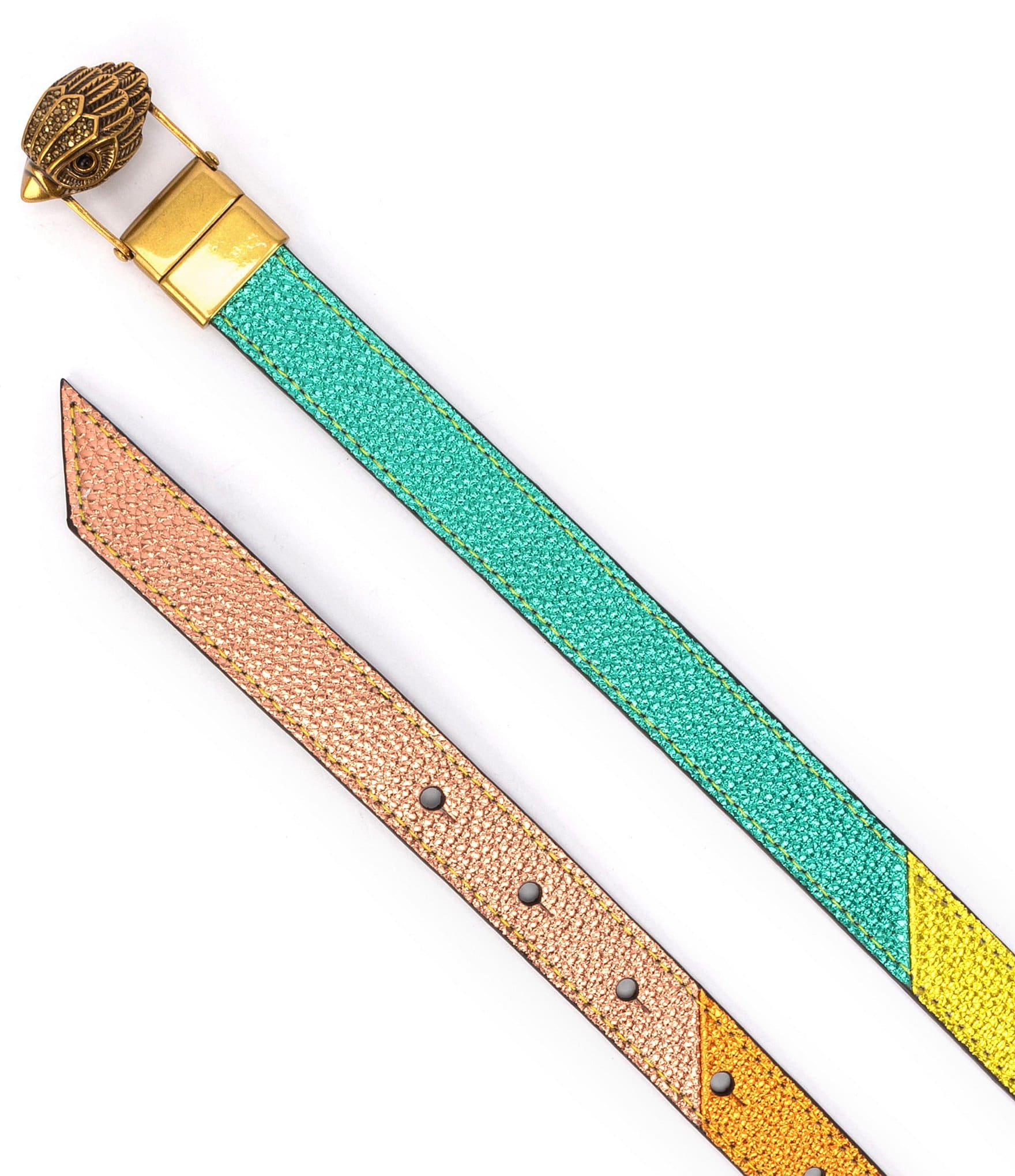 Kurt Geiger London 0.78#double; Metallic Rainbow Reversible Leather Belt