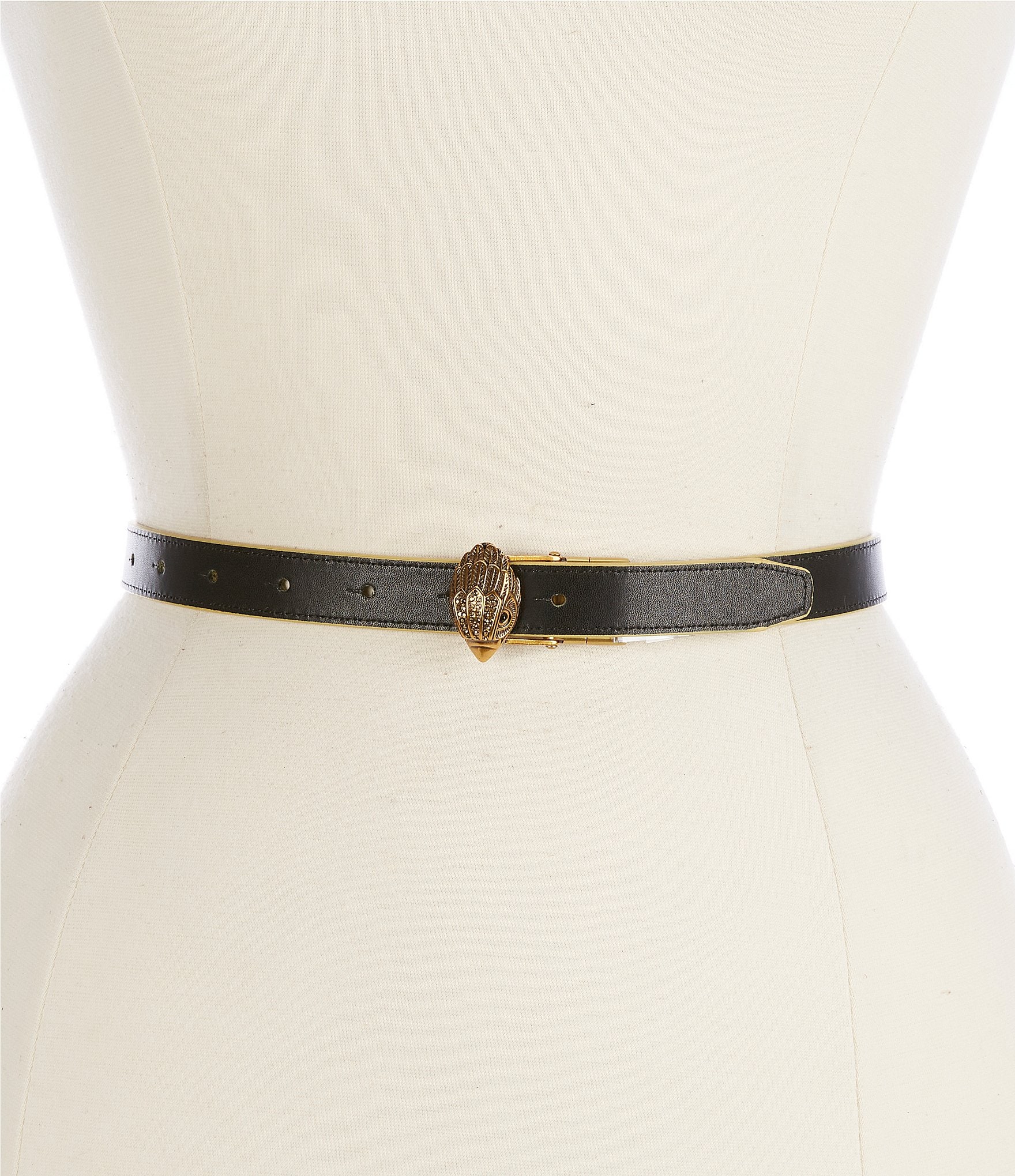 Kurt Geiger London 0.8'' Black Antique Brass Reversible Leather Belt