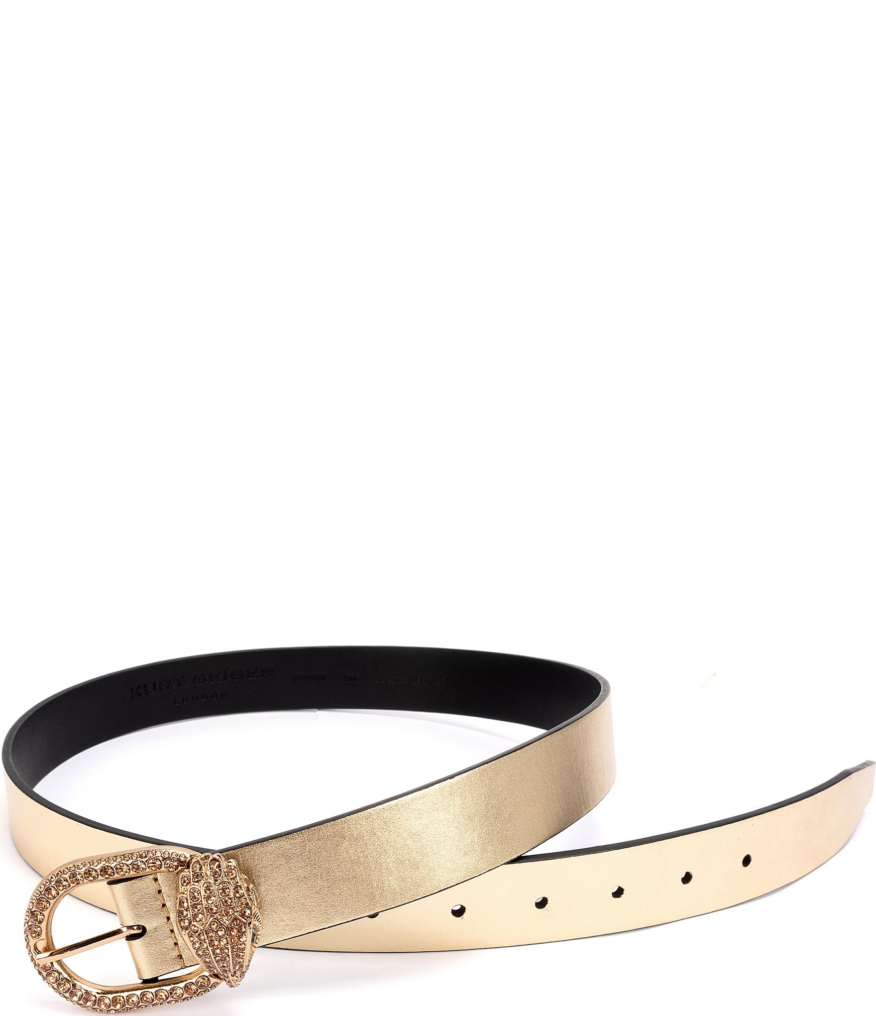 Kurt Geiger London 1.1#double; Metallic Leather Rhinestone Belt