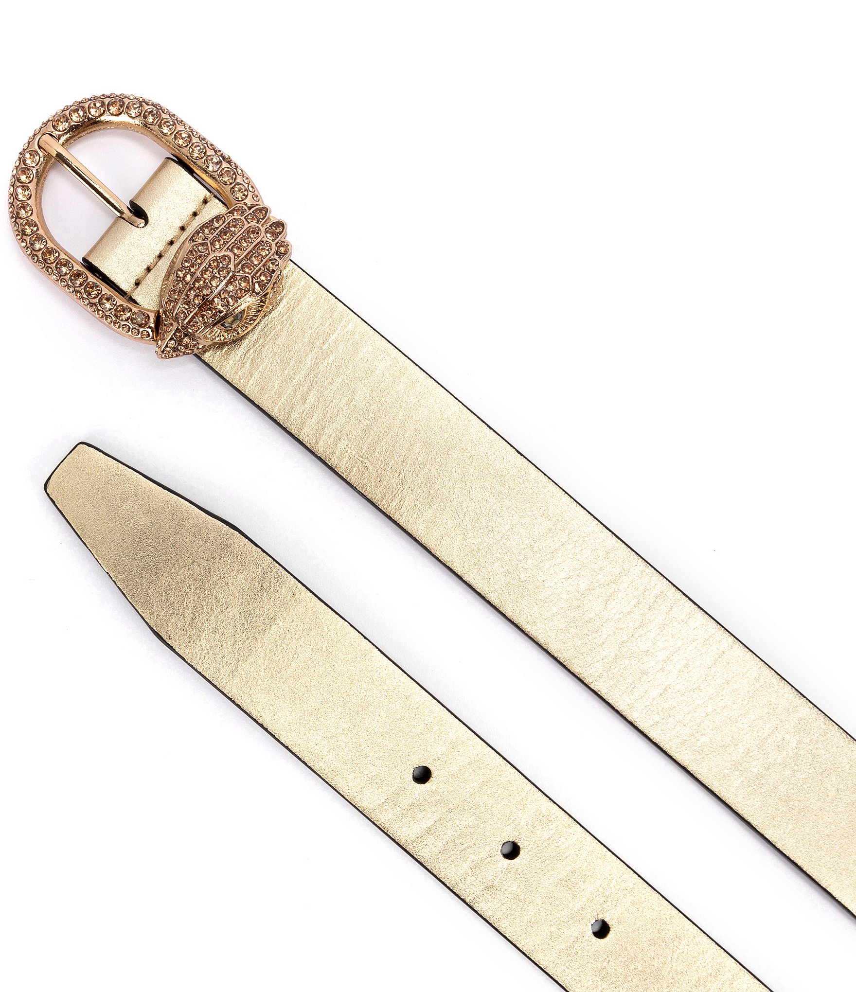 Kurt Geiger London 1.1#double; Metallic Leather Rhinestone Belt