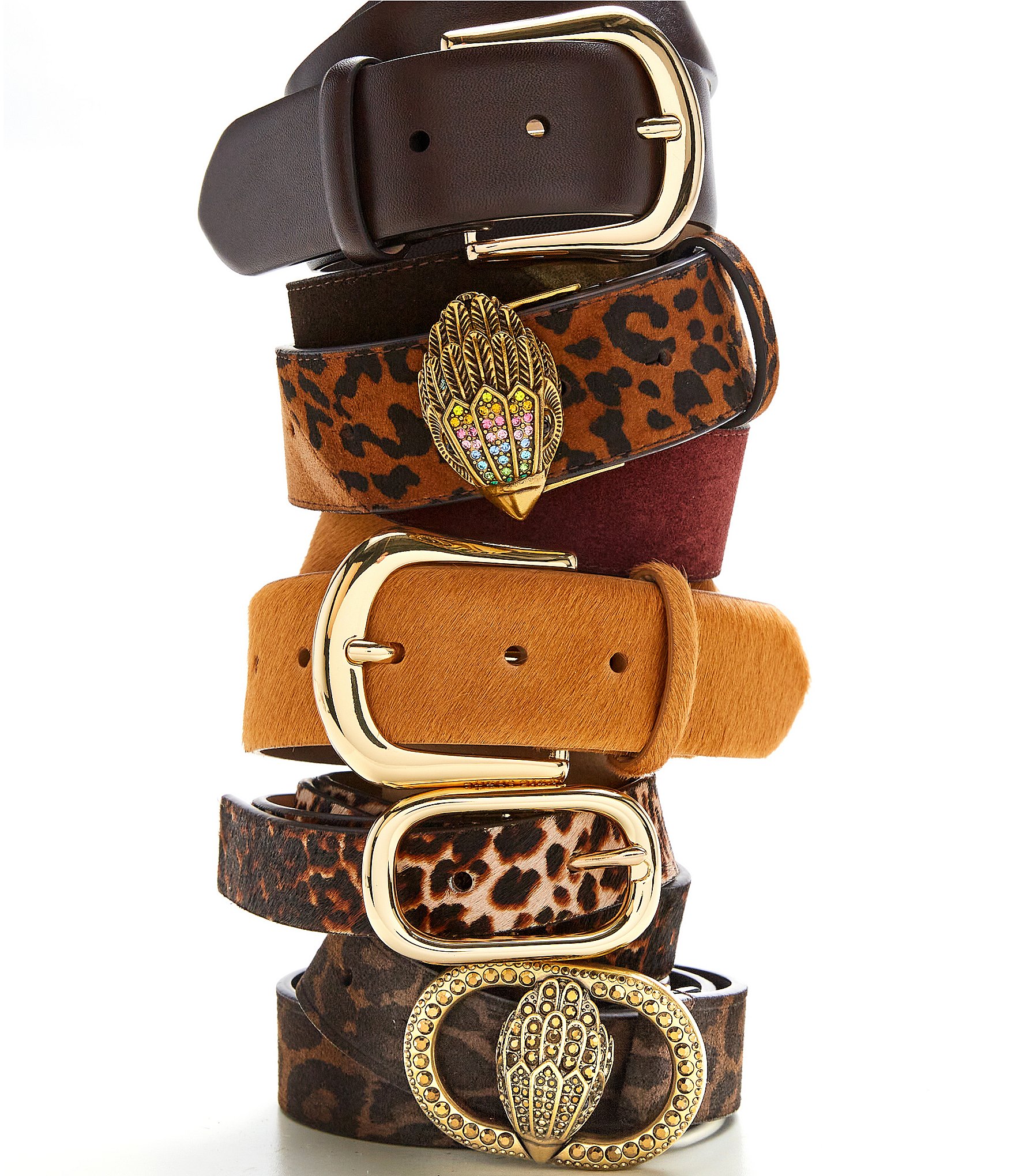 Kurt Geiger London 1.5#double; Leopard Patchwork Suede Belt