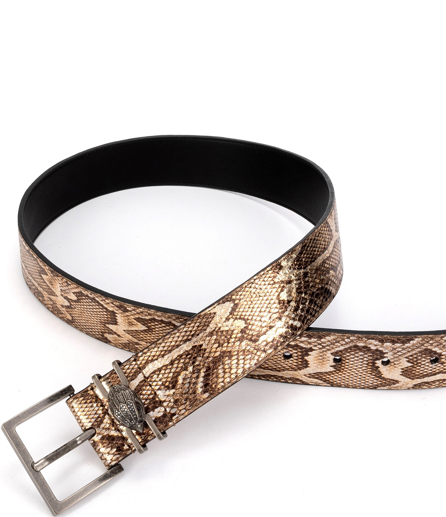 Kurt Geiger London 1.5#double; Metallic Snake Print Leather Belt