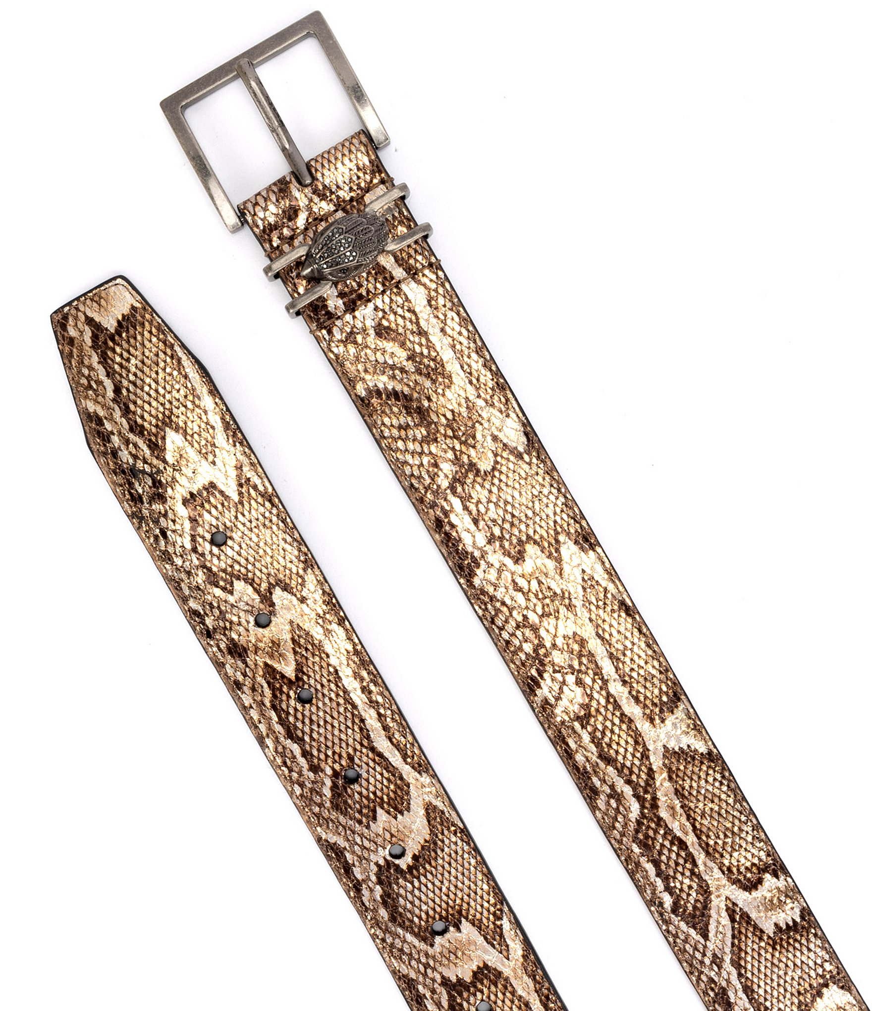 Kurt Geiger London 1.5#double; Metallic Snake Print Leather Belt