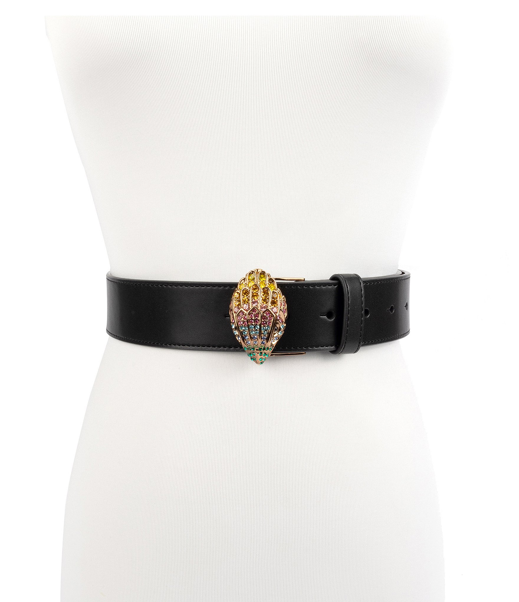 Kurt Geiger London 1.5#double; Rainbow Crystal Eagle Buckle Leather Belt