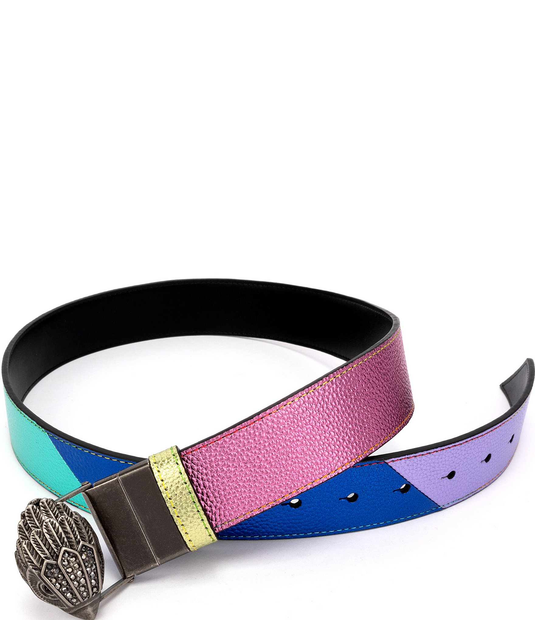 Kurt Geiger London 38mm Reversible Metallic Rainbow Leather Belt