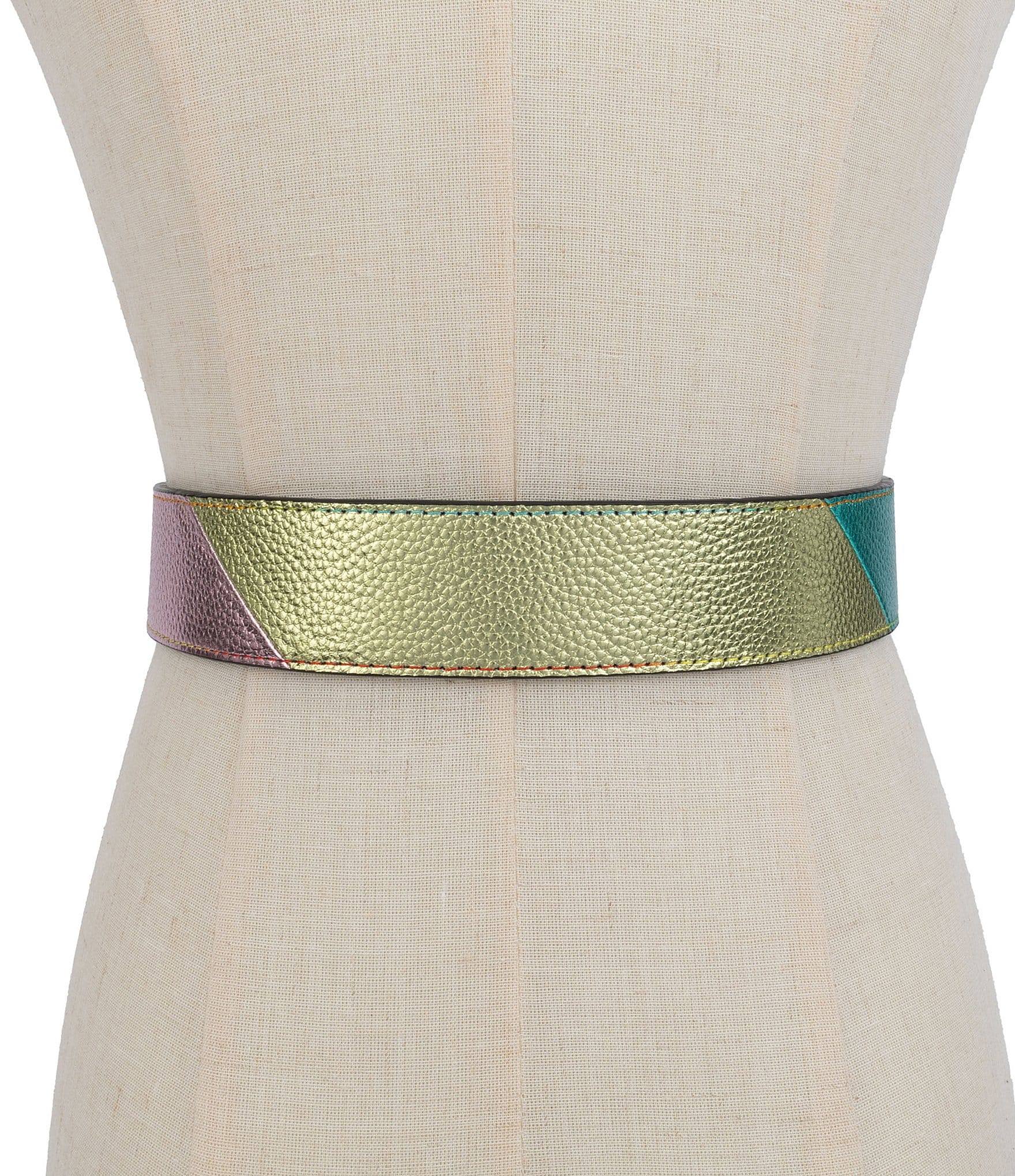 Kurt Geiger London 38mm Reversible Metallic Rainbow Leather Belt