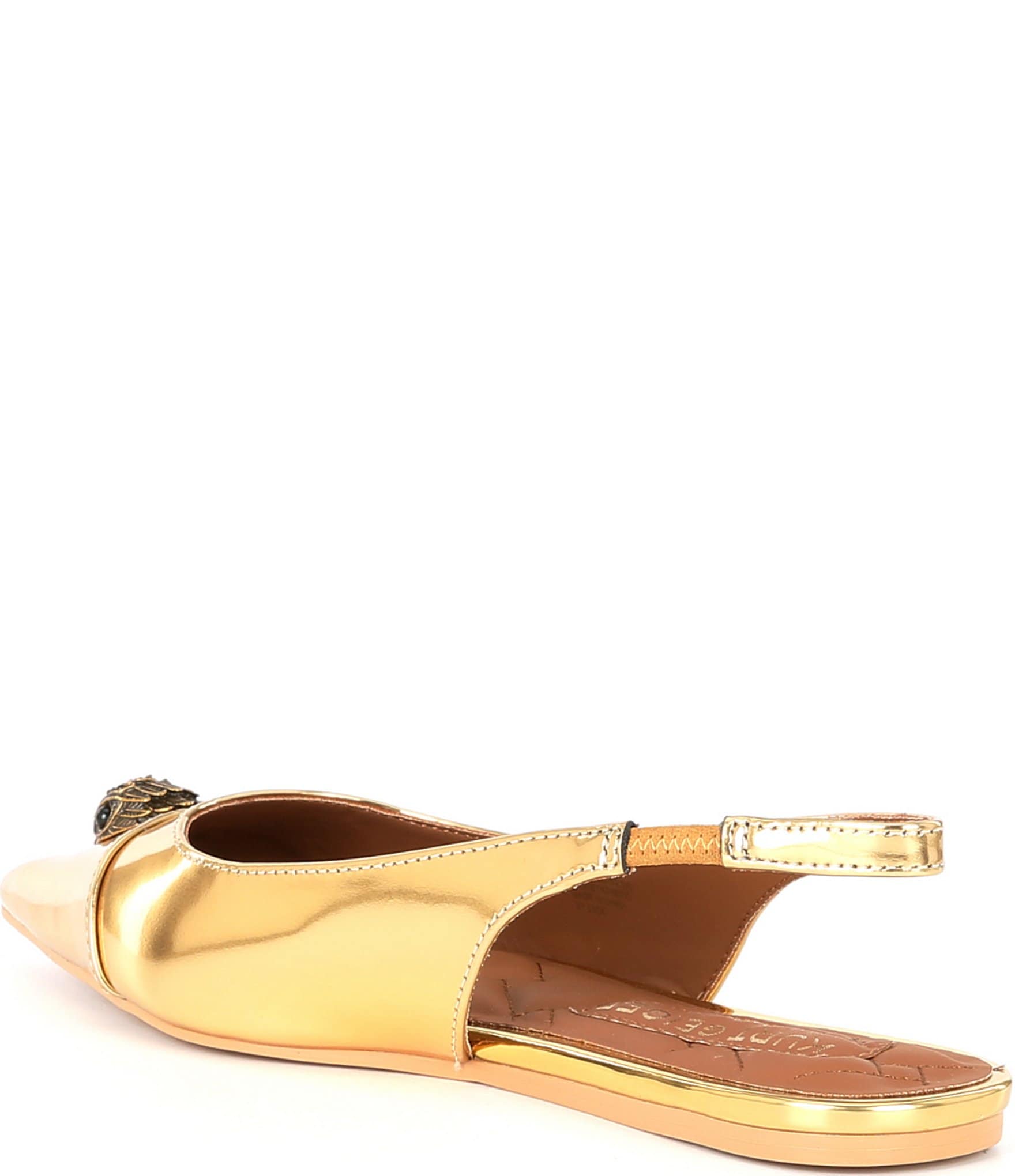 Kurt Geiger London Belgravia Mirror Metallic Leather Slingback Flats