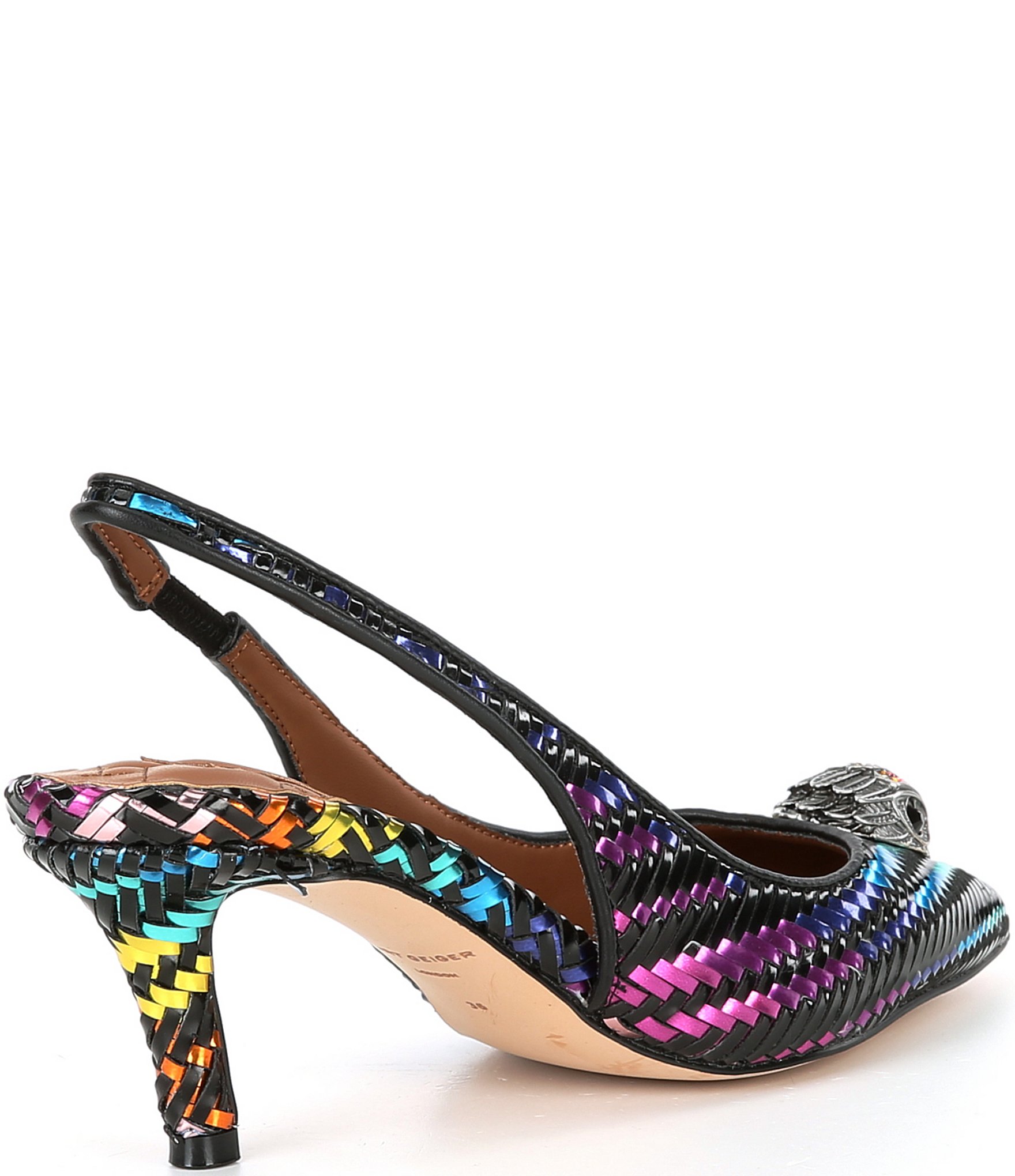 Kurt Geiger London Belgravia Woven Rainbow Leather Slingback Pumps