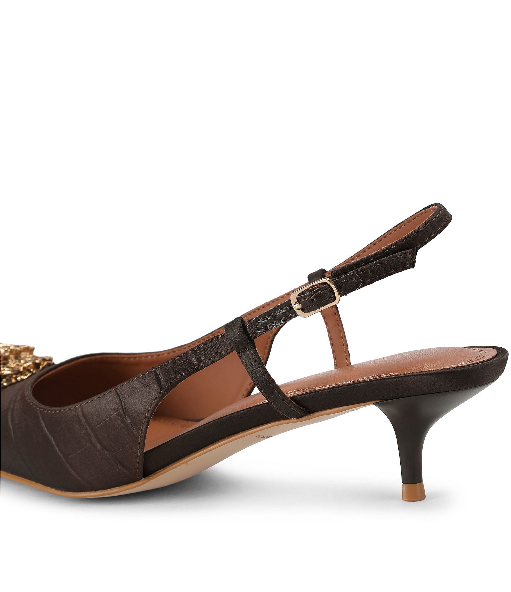 Kurt Geiger London Belsize 40 Crocodile Embossed Satin Eagle Ornament Slingback Pumps
