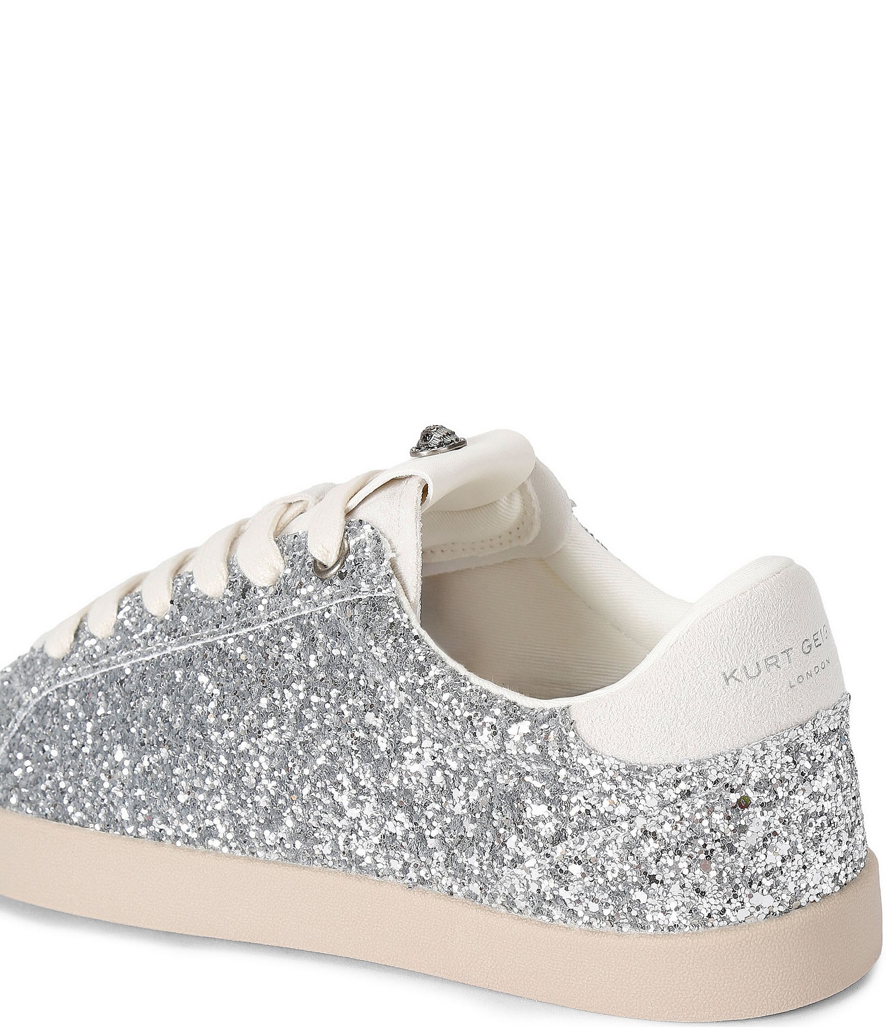 Kurt Geiger London Britton Silver Glitter Ornament Lace Up Sneakers