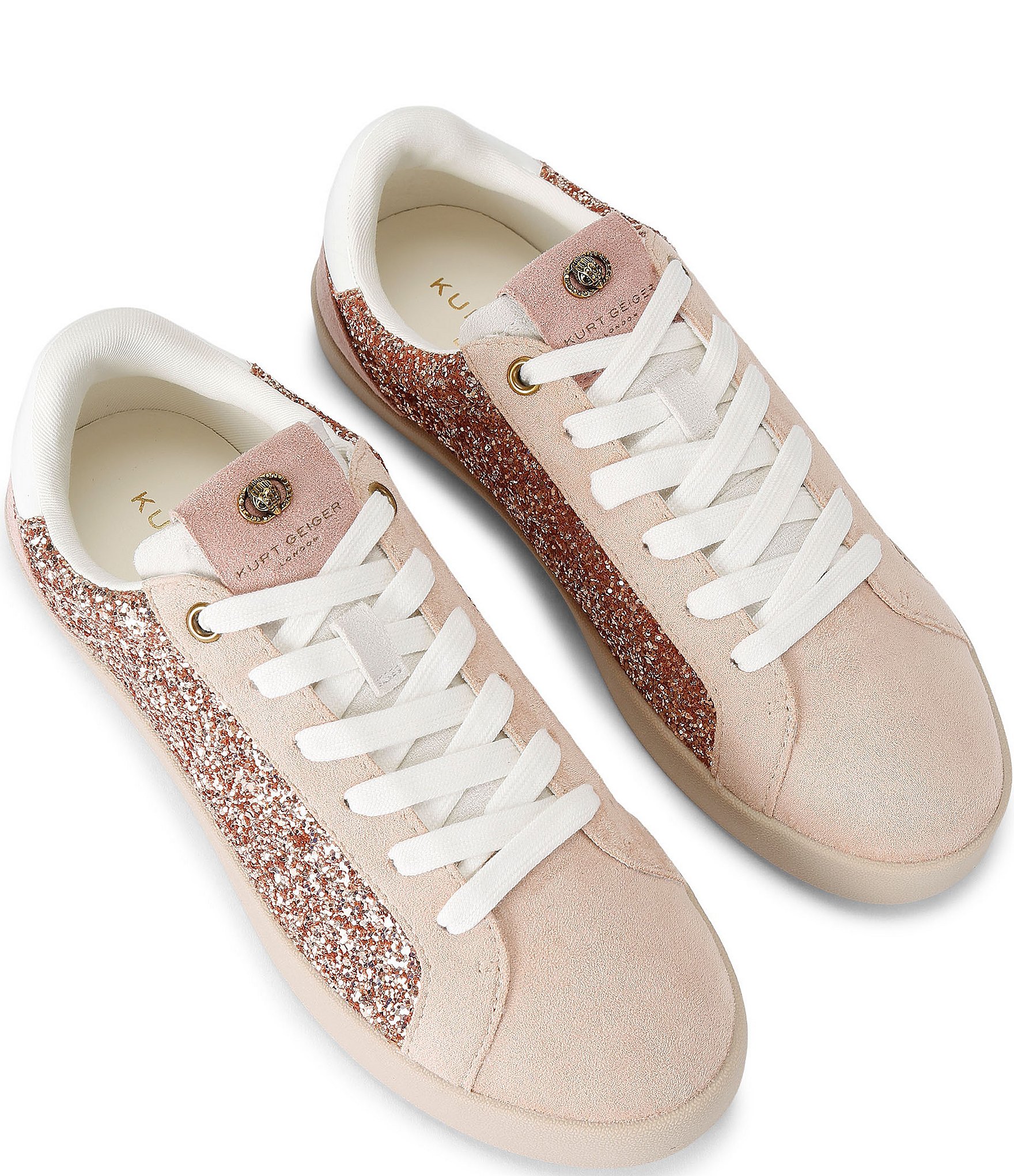 Kurt Geiger London Britton Silver Glitter Ornament Lace Up Sneakers
