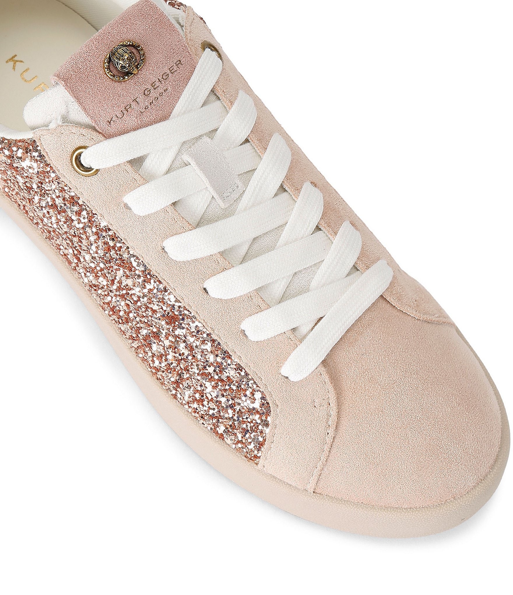 Kurt Geiger London Britton Silver Glitter Ornament Lace Up Sneakers