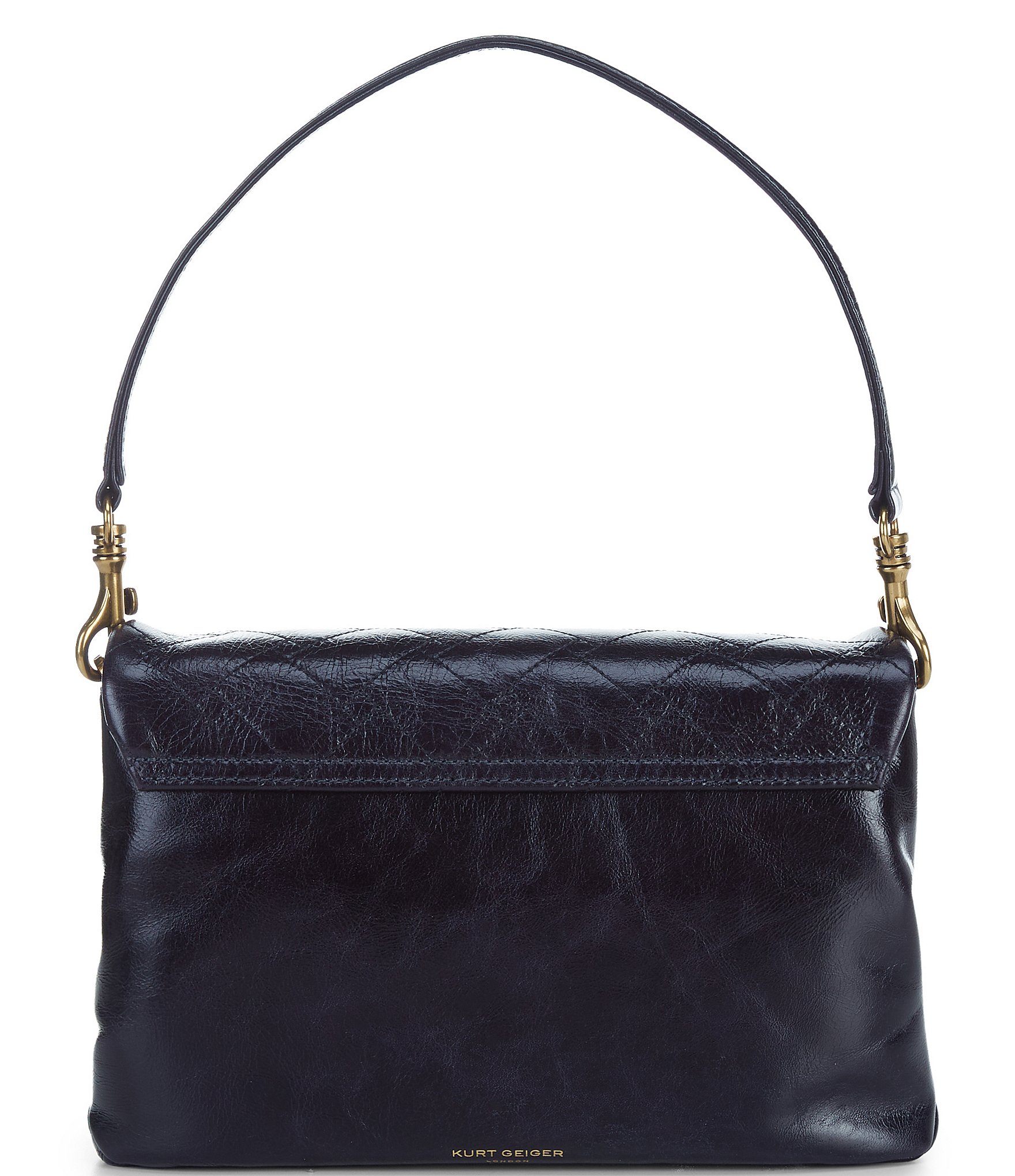 Kurt Geiger London Celia Crinkle Leather Overstich Quilted Shoulder Bag