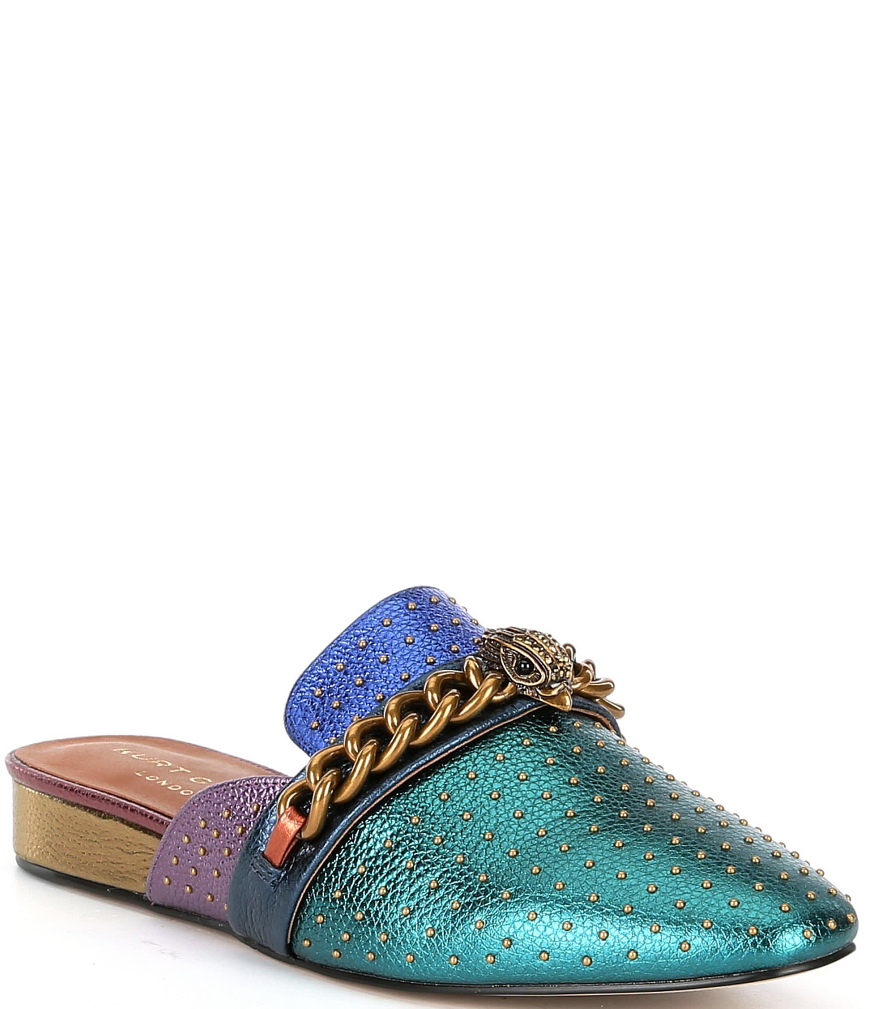 Kurt Geiger London Chelsea Metallic Leather Studded Chain Mules | Dillard's