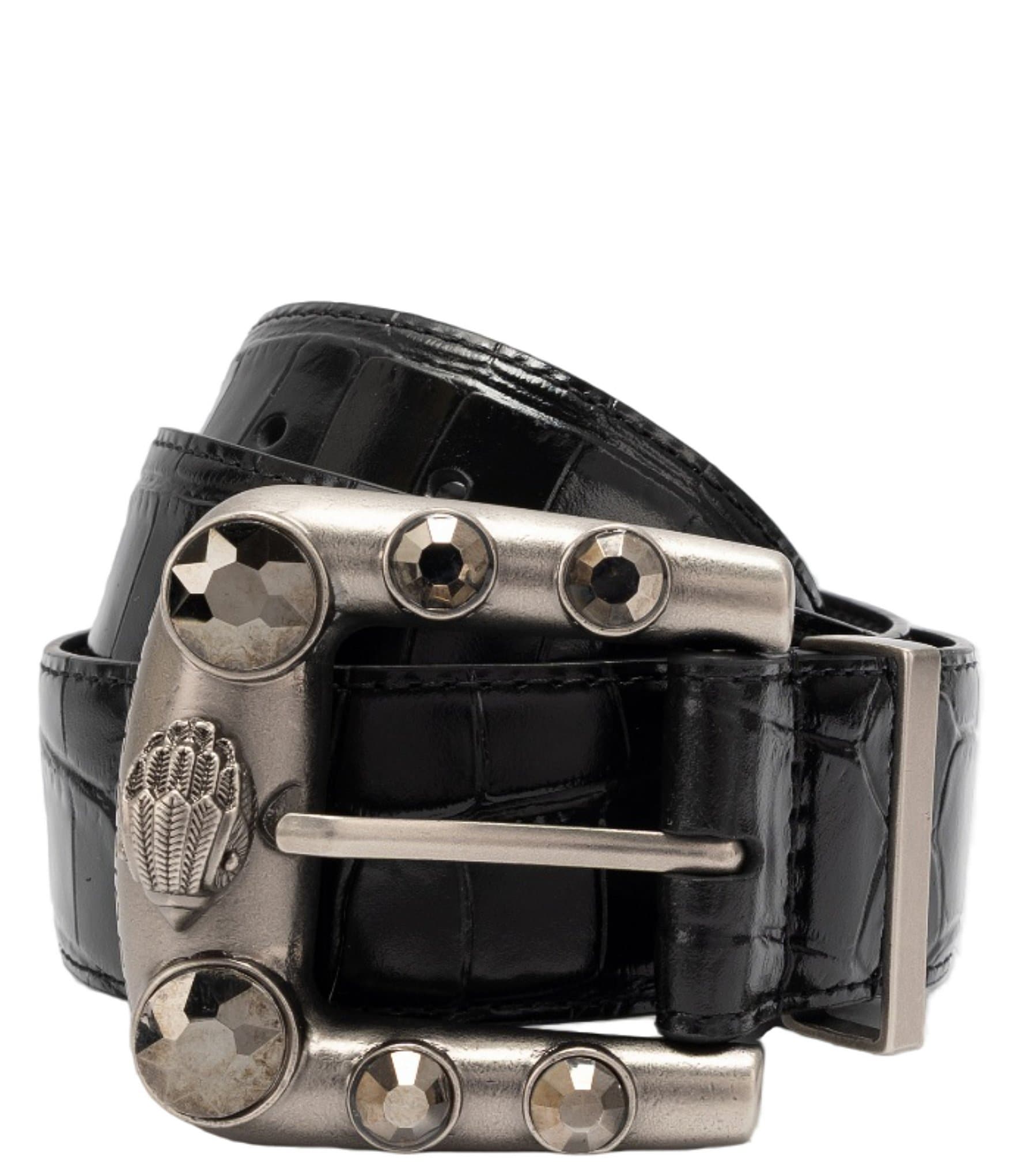 Kurt Geiger London Croc-Embossed Western Leather Belt