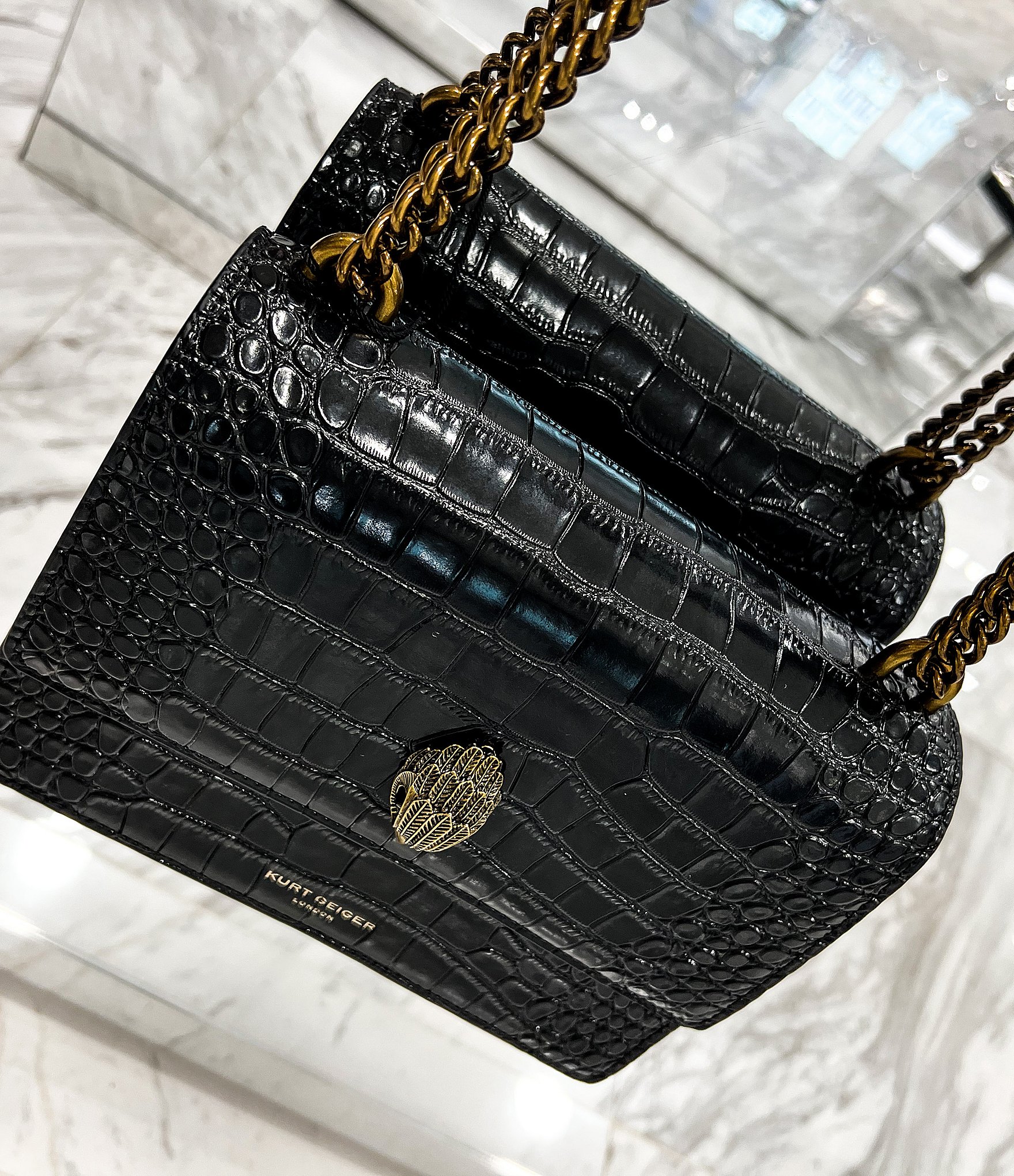 Kurt Geiger London Crocodile Embossed Crossbody Bag