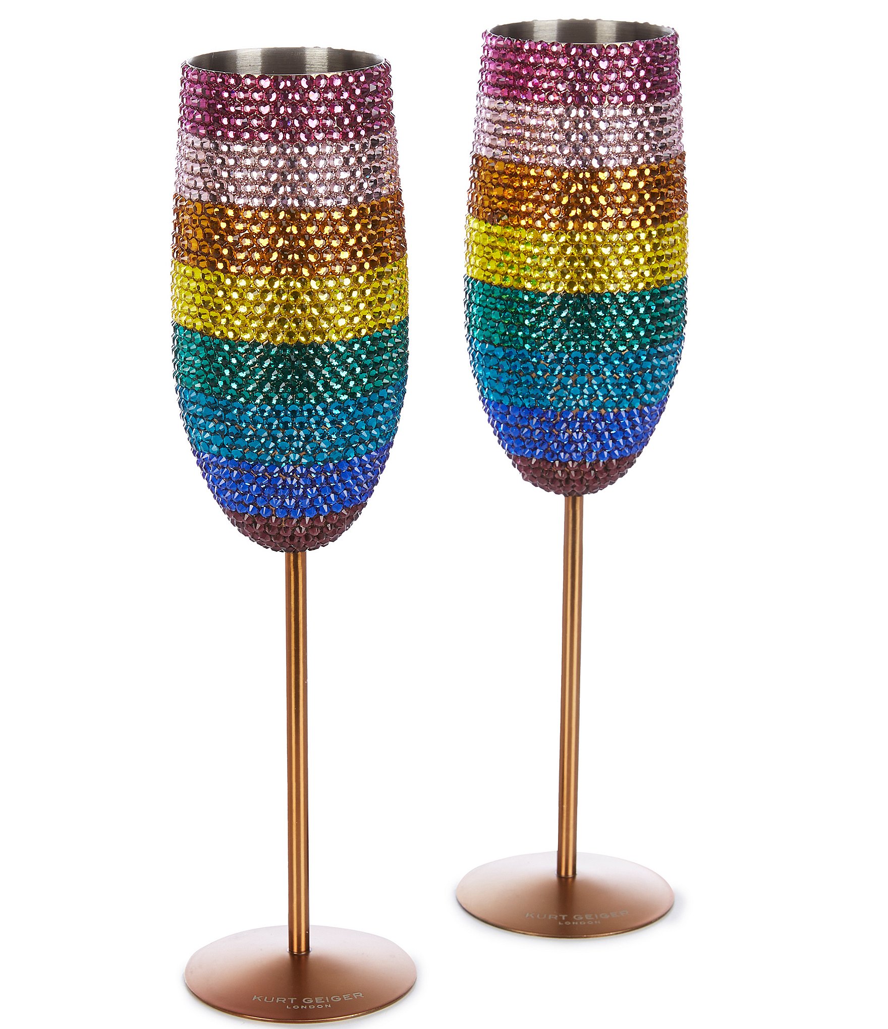KURT GEIGER LONDON Rainbow Crystal Martini Glass Set - 150th
