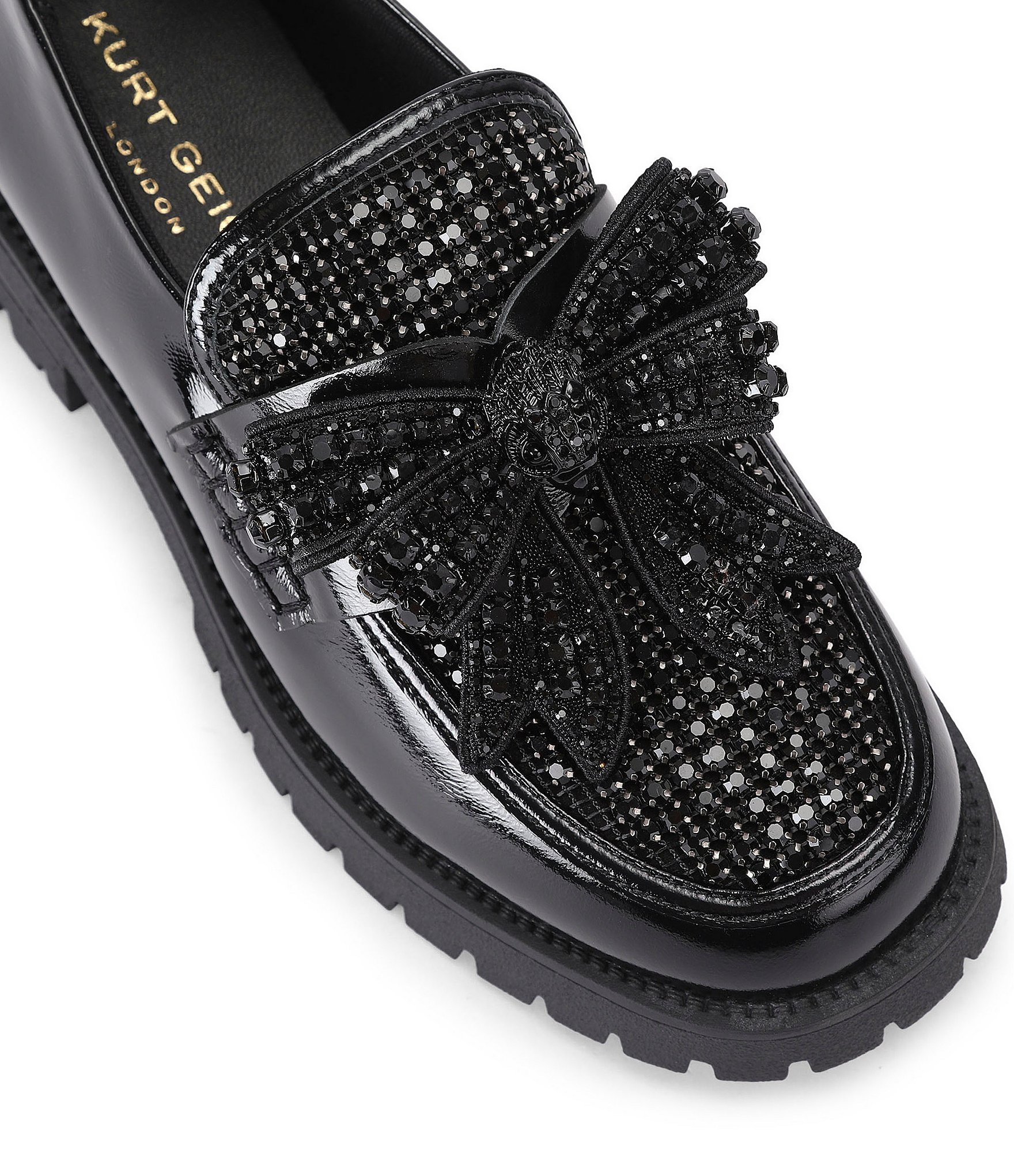 Kurt Geiger London Crystal Embellished Bow Leather Loafers