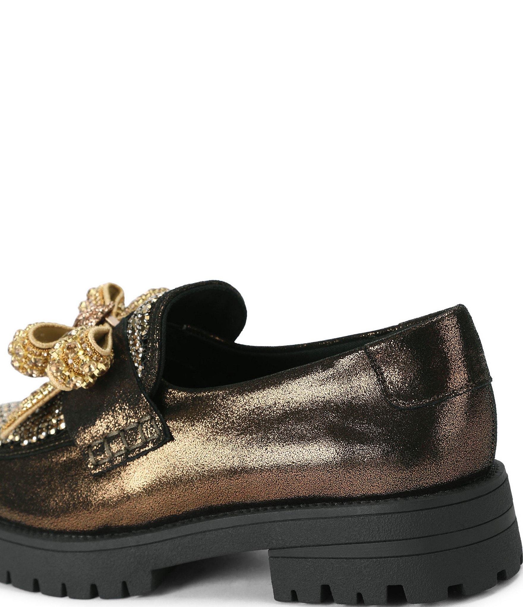 Kurt Geiger London Crystal Embellished Bow Leather Loafers
