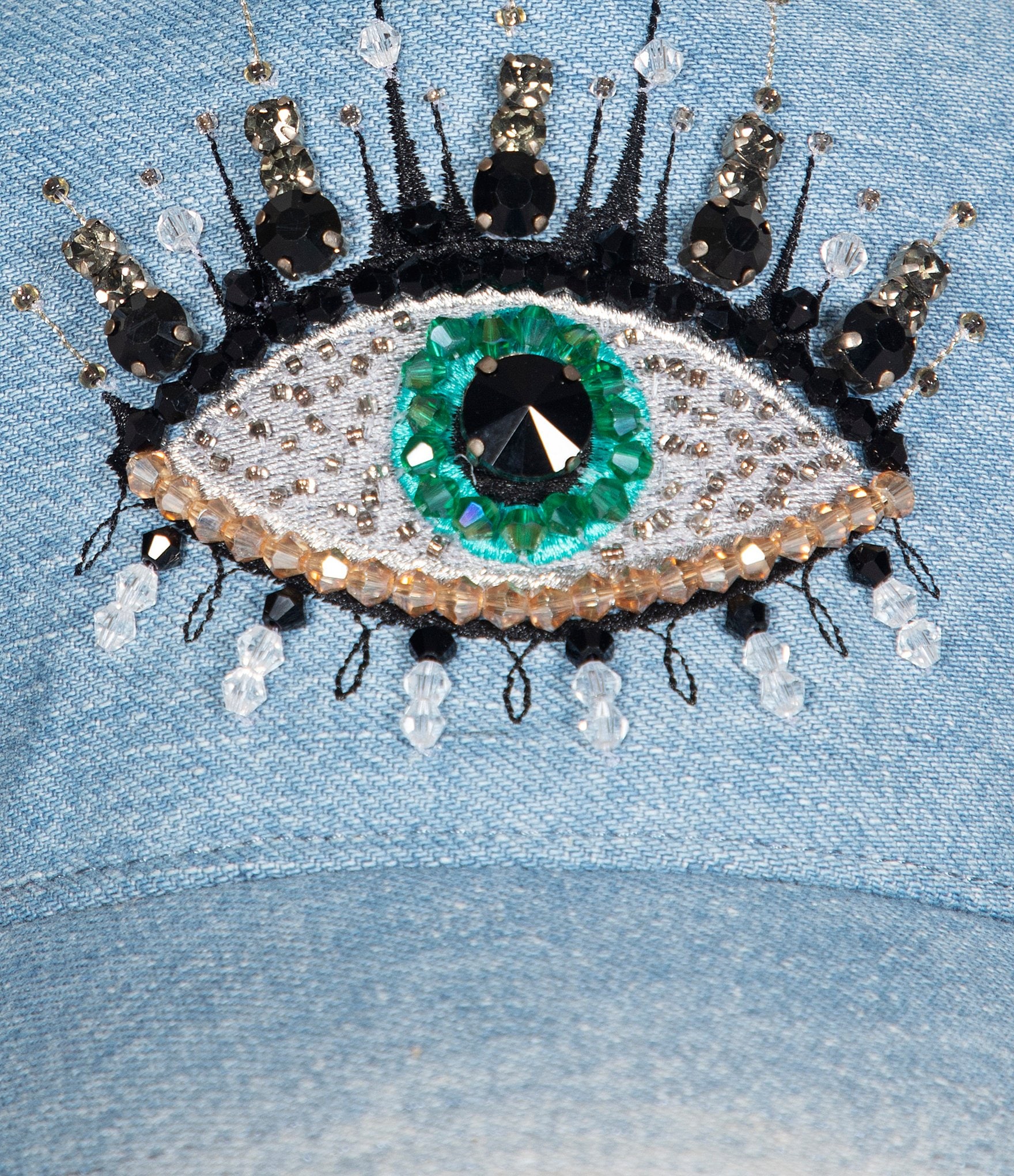 Kurt Geiger London Evil Eye Crystal Embellished Baseball Cap