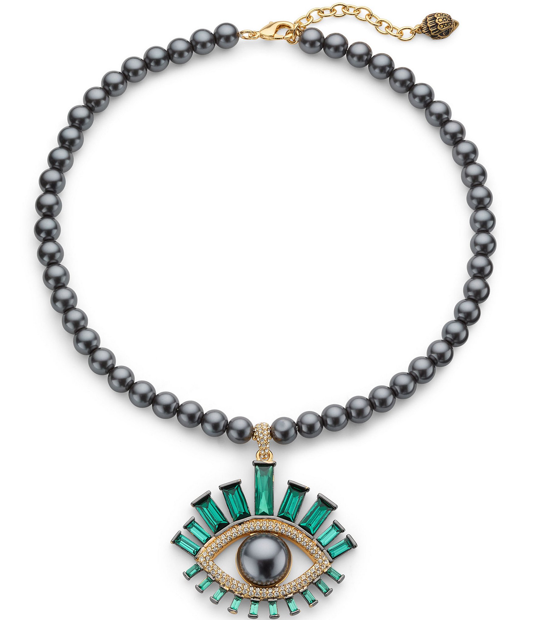 Kurt Geiger London Evil Eye Pearl and Crystal Short Pendant Necklace