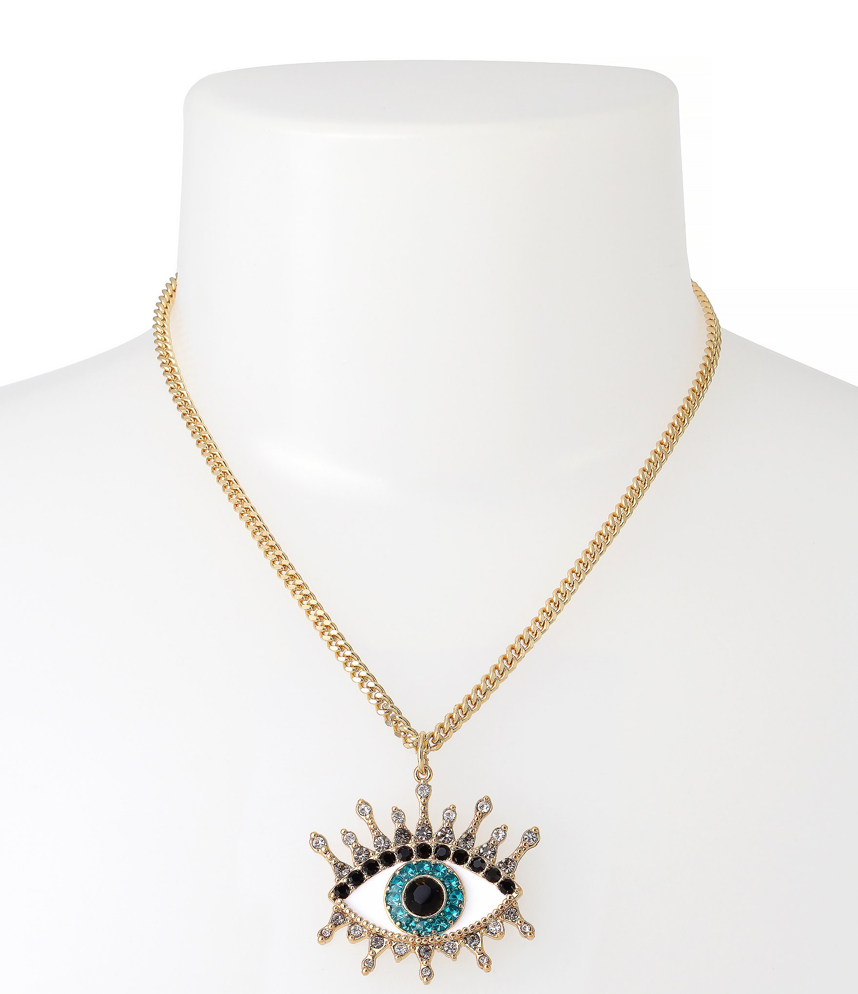 Kurt Geiger London Evil Eye Rhinestone Embellished Pendant Necklace