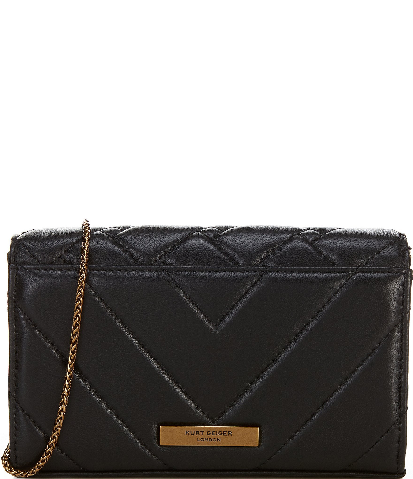 Kurt Geiger London Extra Mini Leather Quilted Wallet On Chain Crossbody Bag