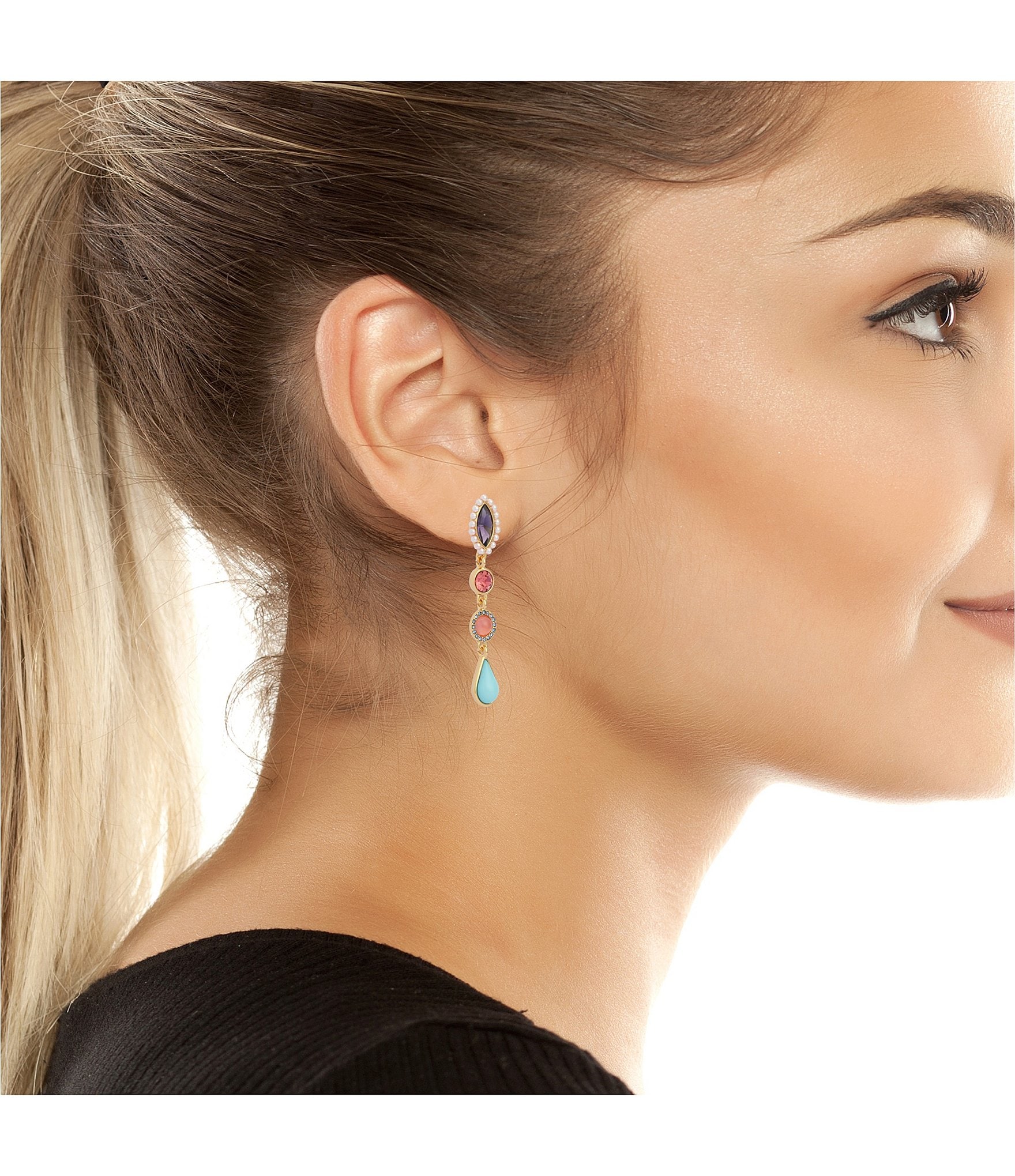 Kurt Geiger London Gemstone Linear Earrings