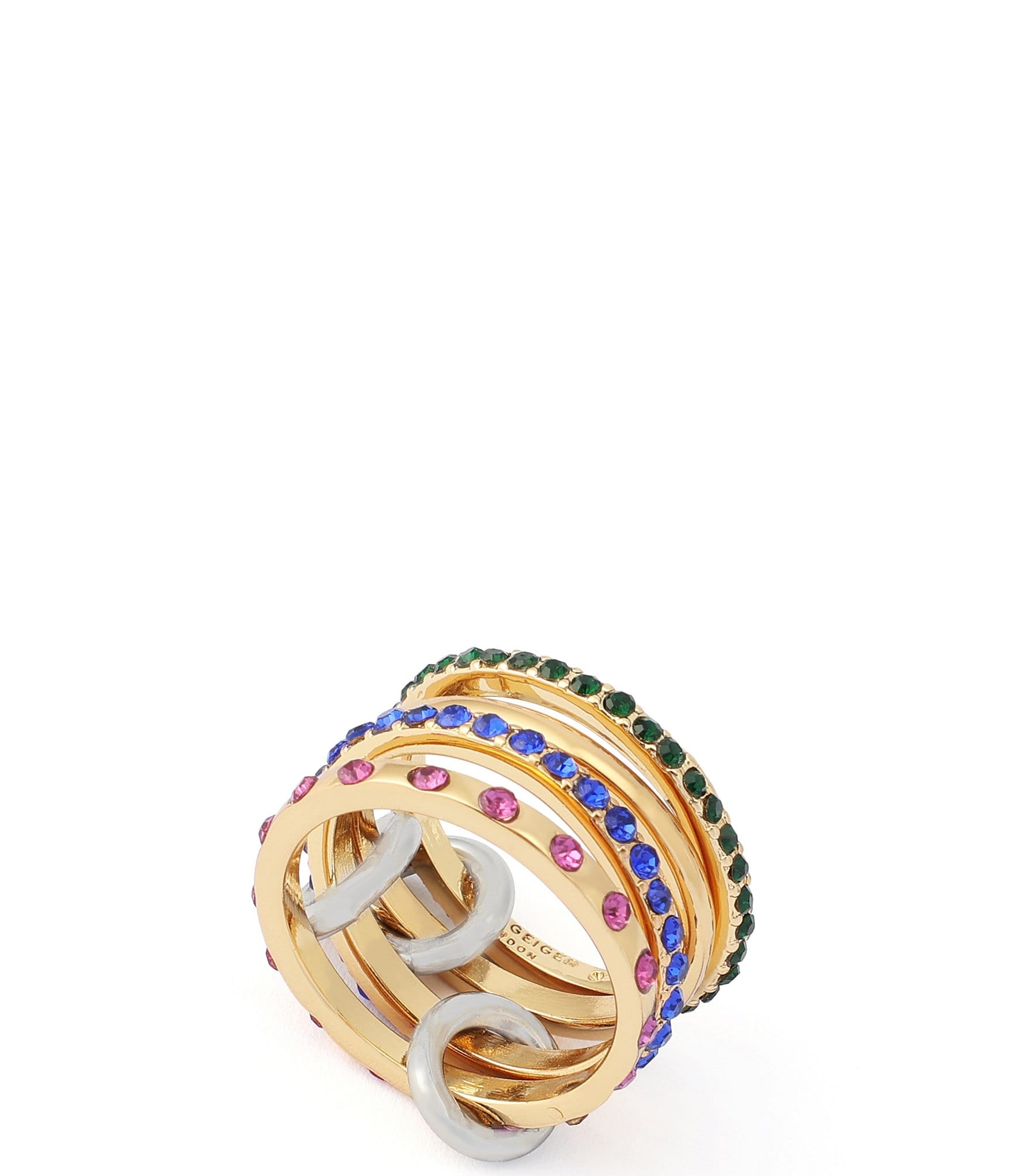 Kurt Geiger London Gemstone Linked Stacked Ring Set