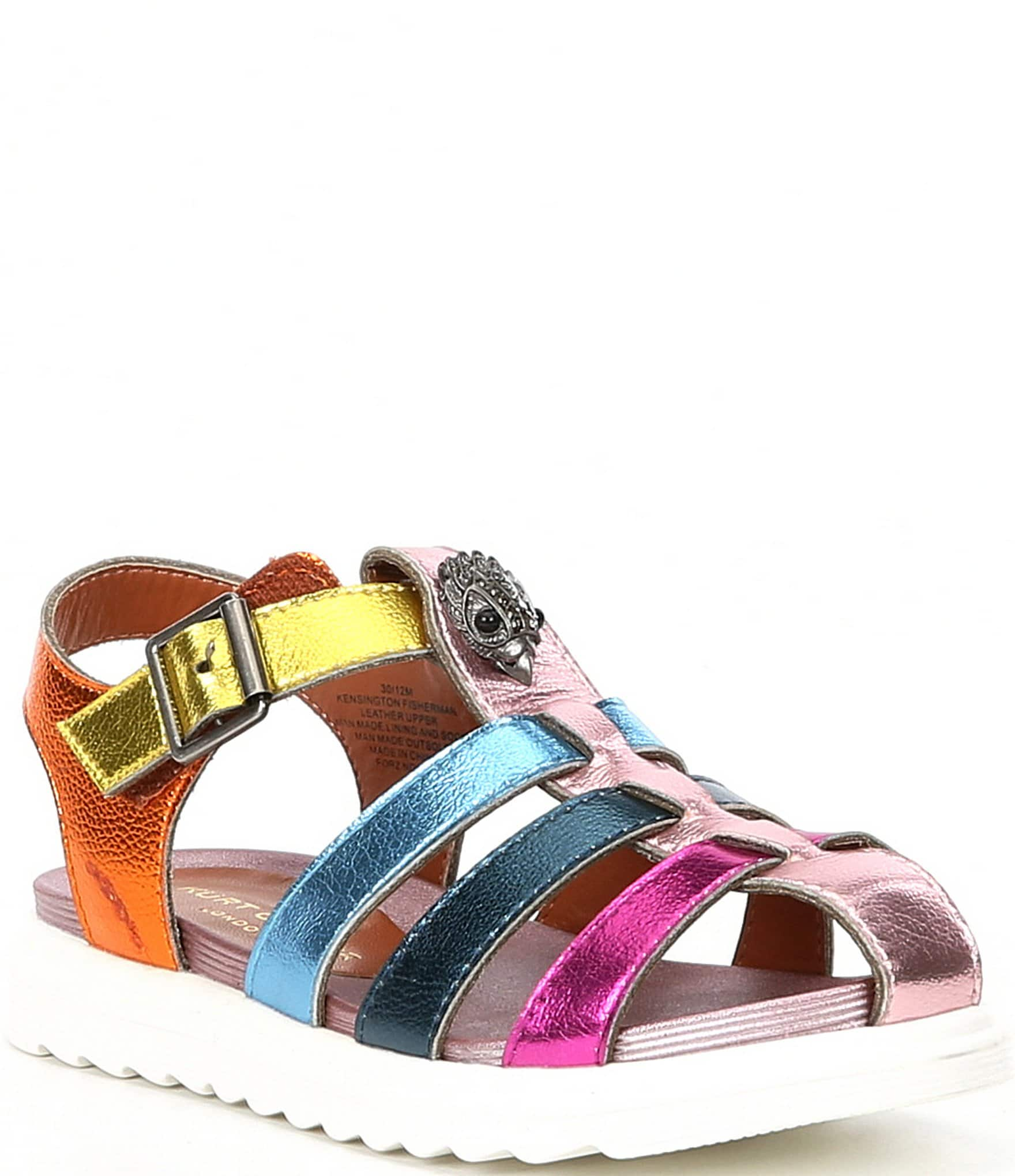 Kurt Geiger London Girls' Kensington Metallic Leather Fisherman Sandals ...