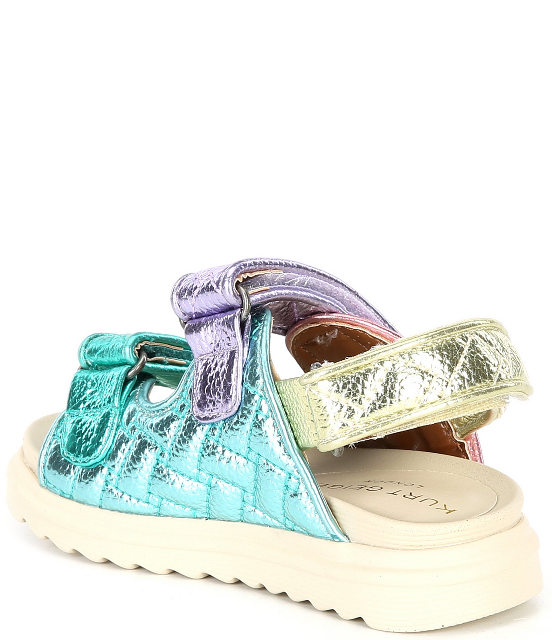 Kurt Geiger London Girls' Mini Orson Quilted Metallic Leather Sandals (Infant)