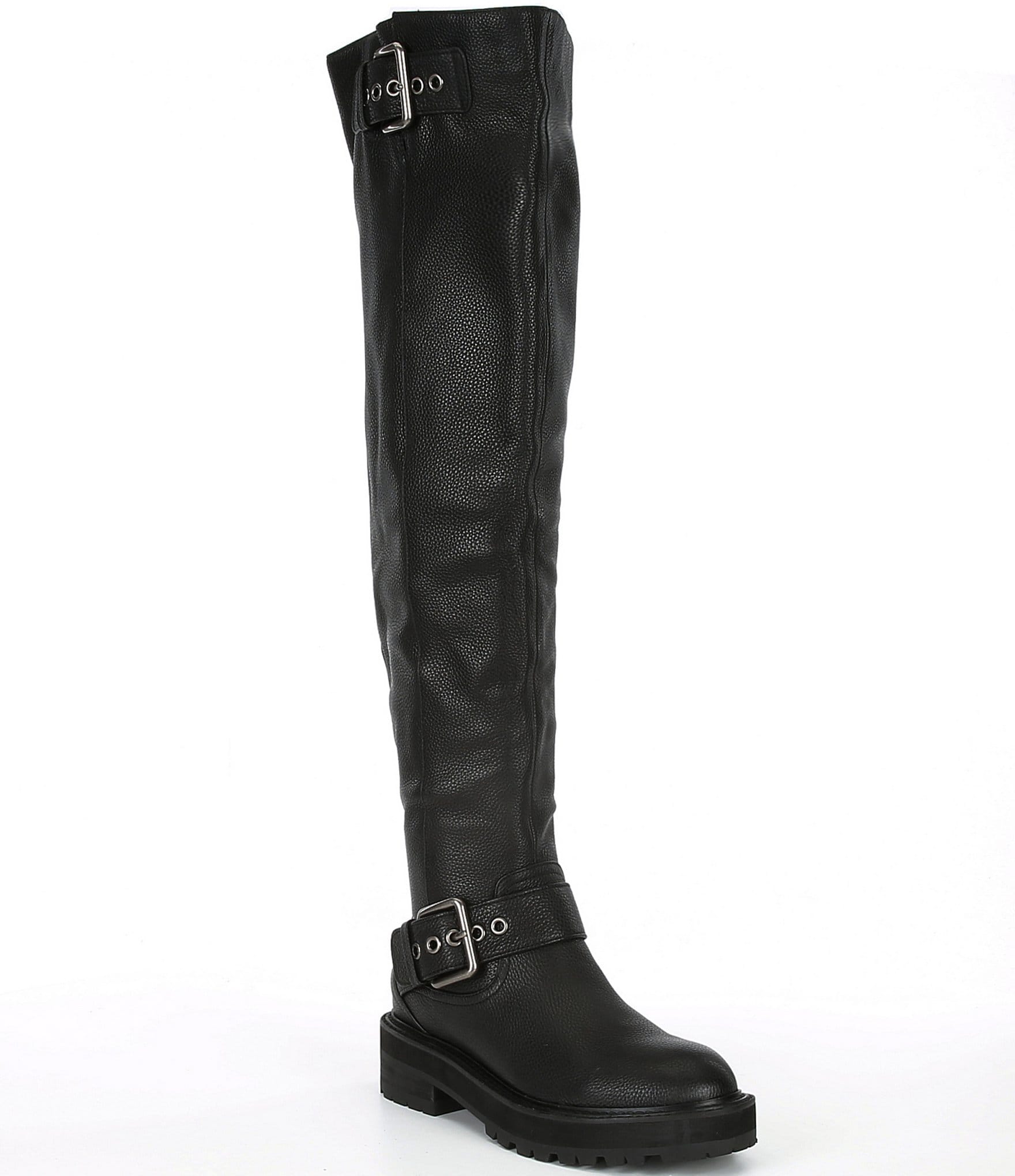 Kurt Geiger London Hackney Leather Buckle Biker Over-The-Knee Boots ...