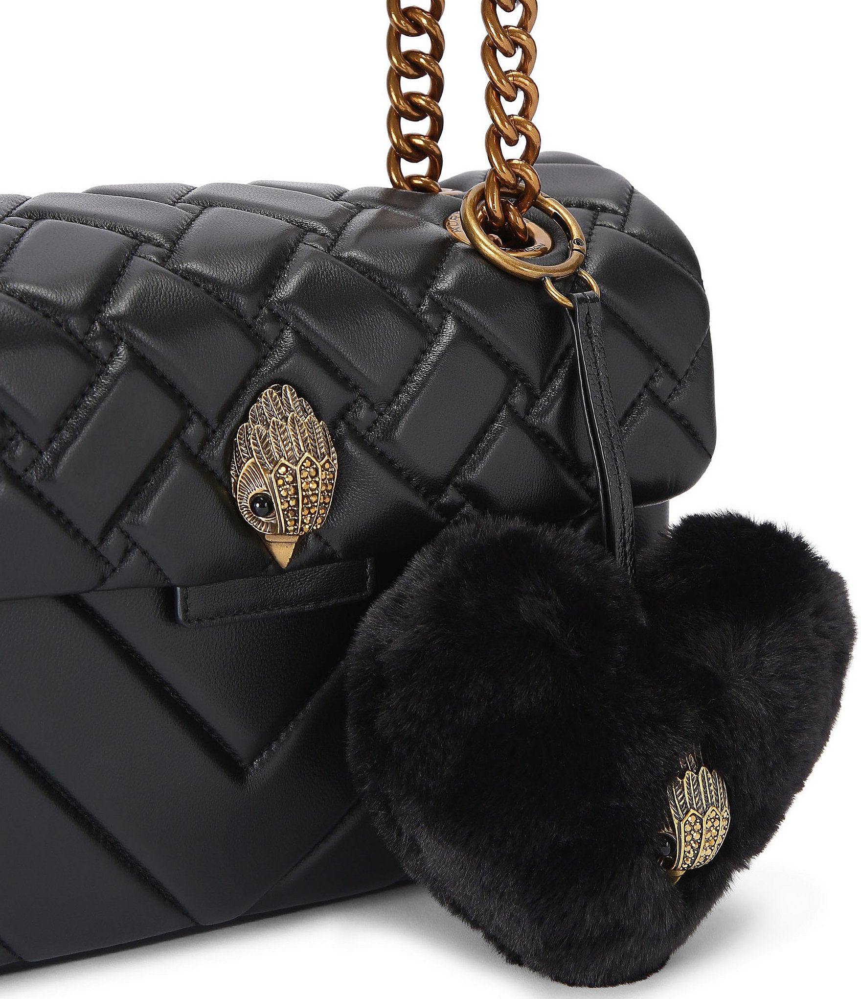 Kurt Geiger London Heart Faux Fur Bag Charm Key Chain