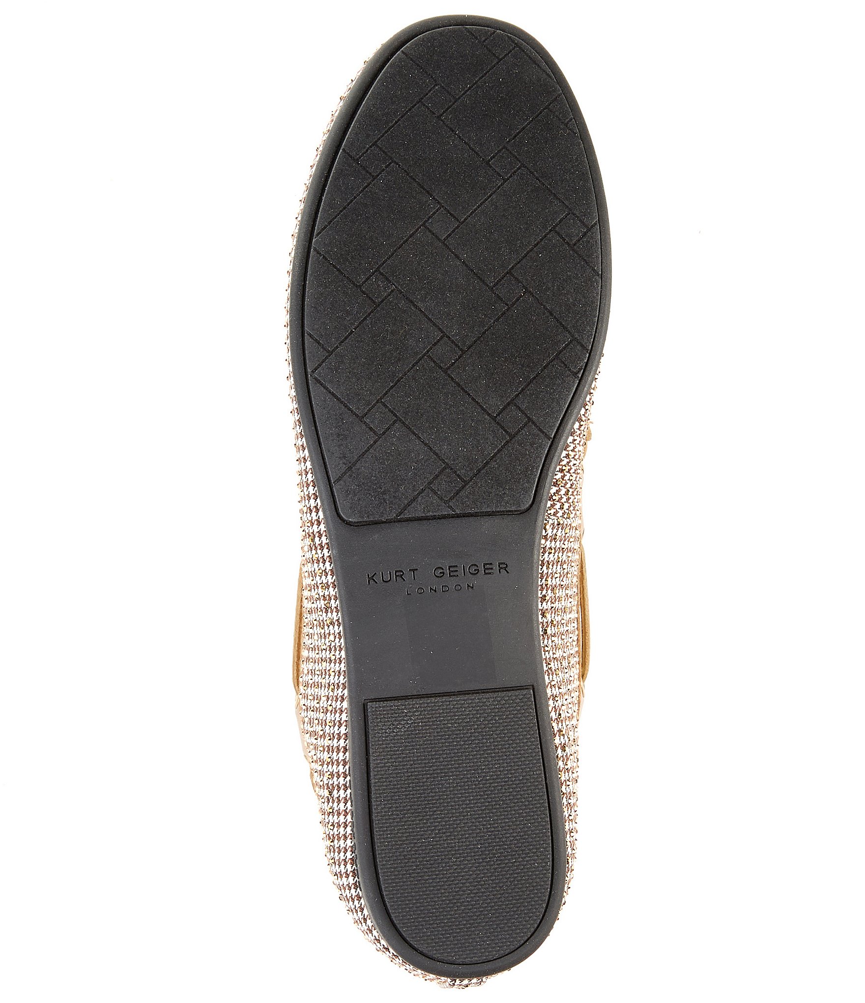 Kurt Geiger London Crystal Embellished Houndstooth Logo Ornament Bow Detail Moccasin Loafers