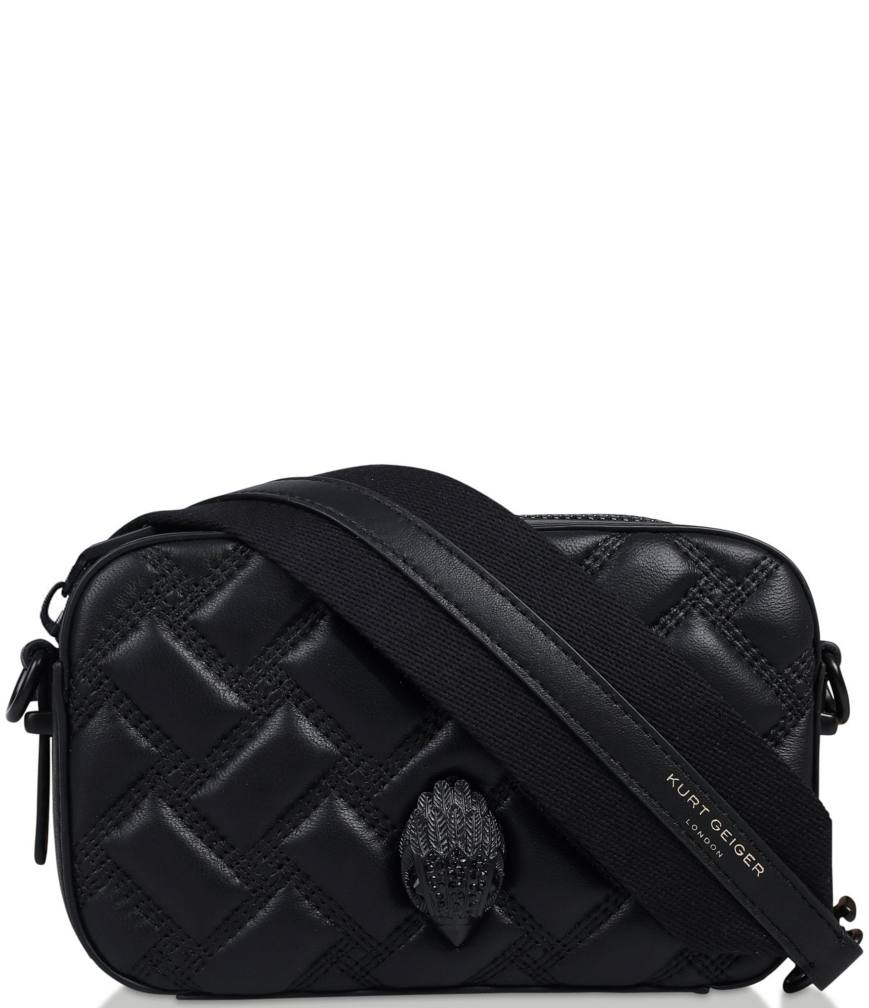 Kurt Geiger London Kensington Drench Black Quilted Leather Small Camera Crossbody Bag Dillard s