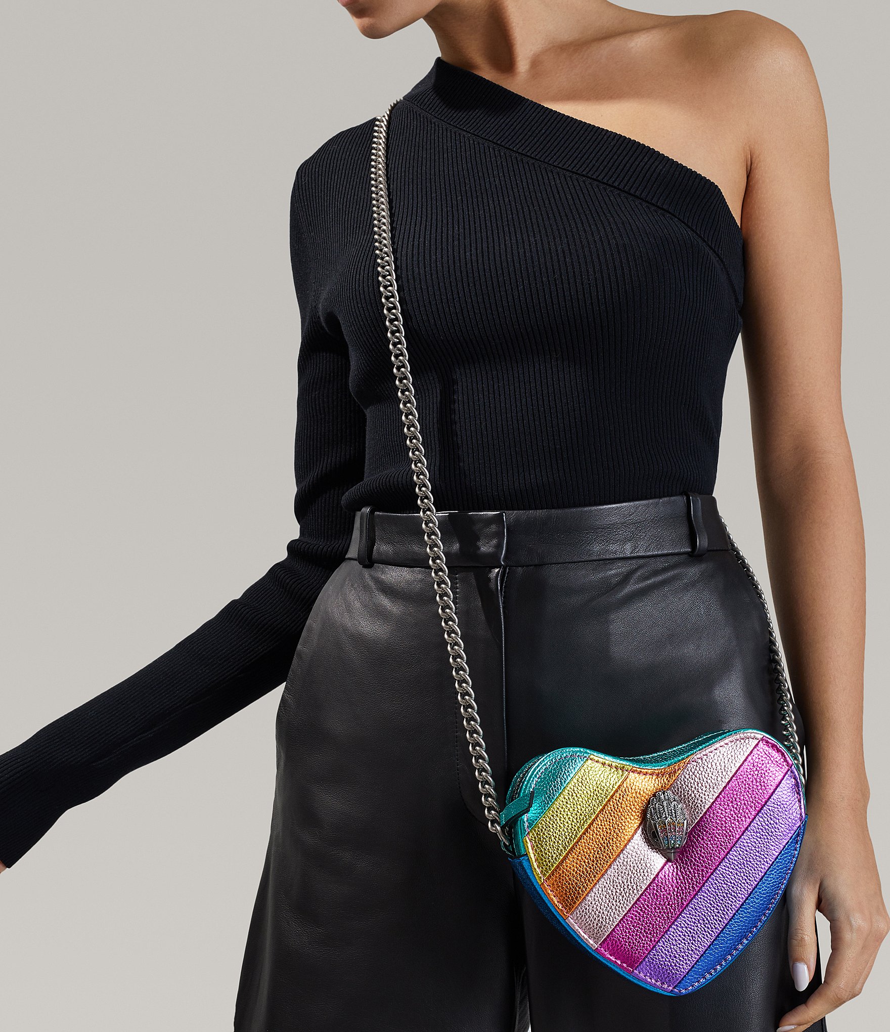 Kurt Geiger London Kensington Metallic Rainbow Heart Crossbody Bag