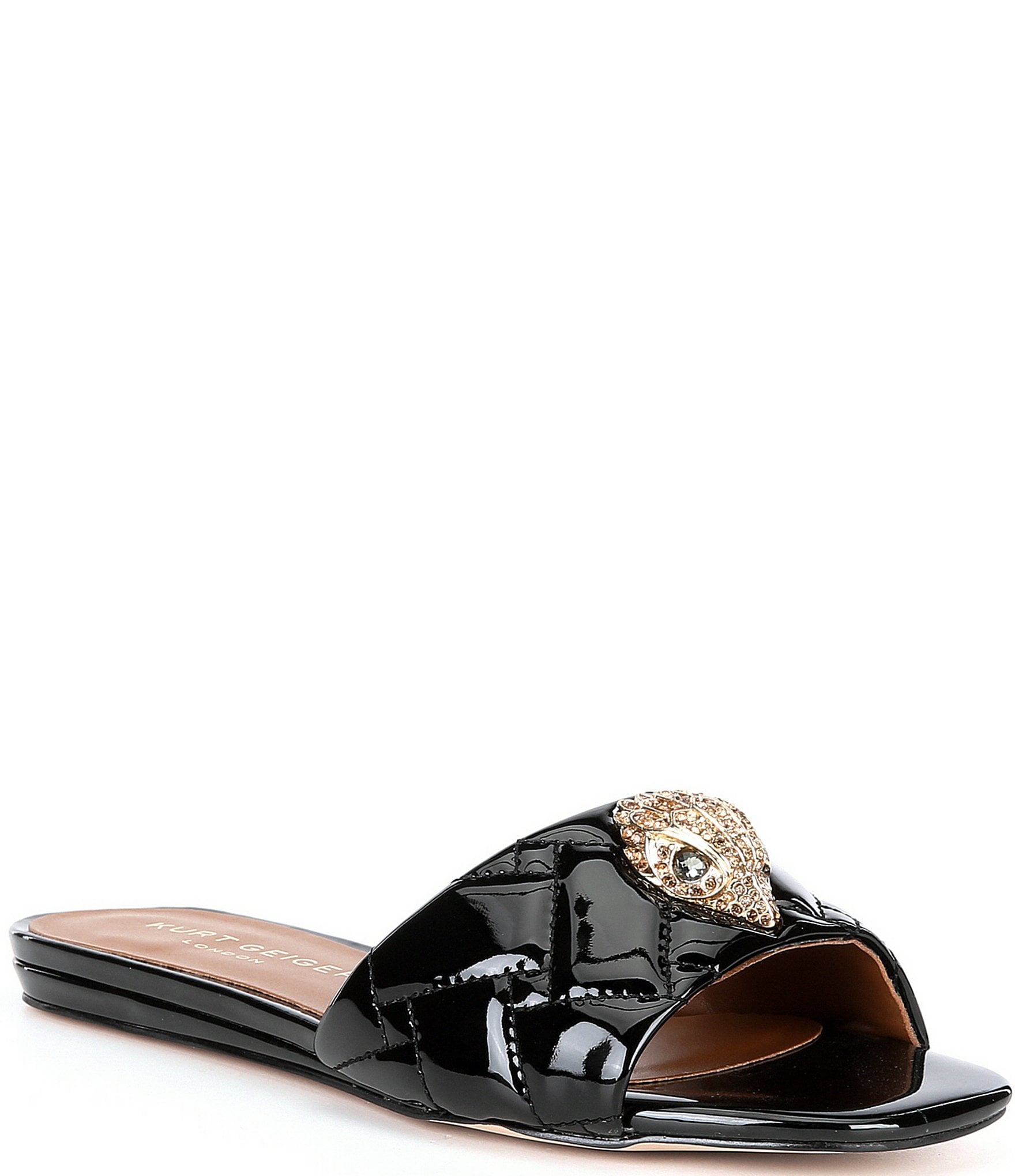 Kurt Geiger London Kensington Leather Eagle Head Detail Flat Sandals